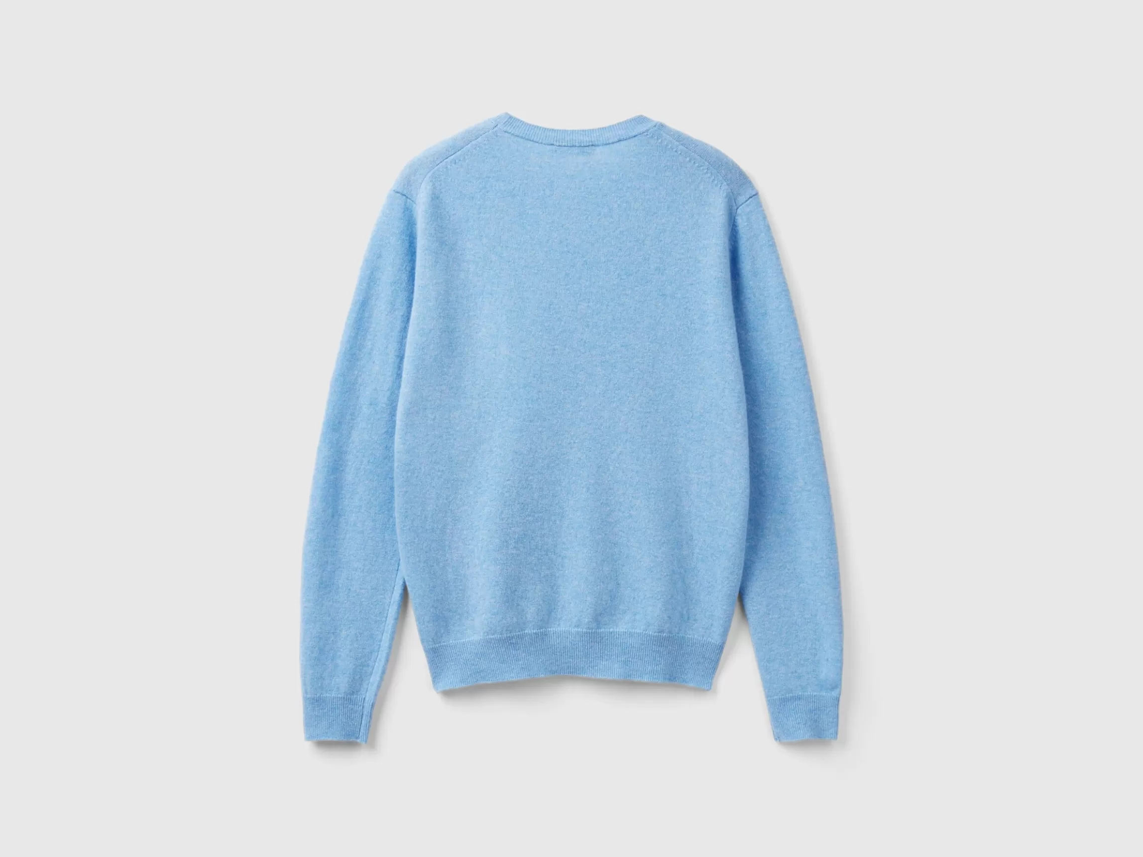 United Colors of Benetton Marl sky blue crew neck sweater in pure Merino wool
