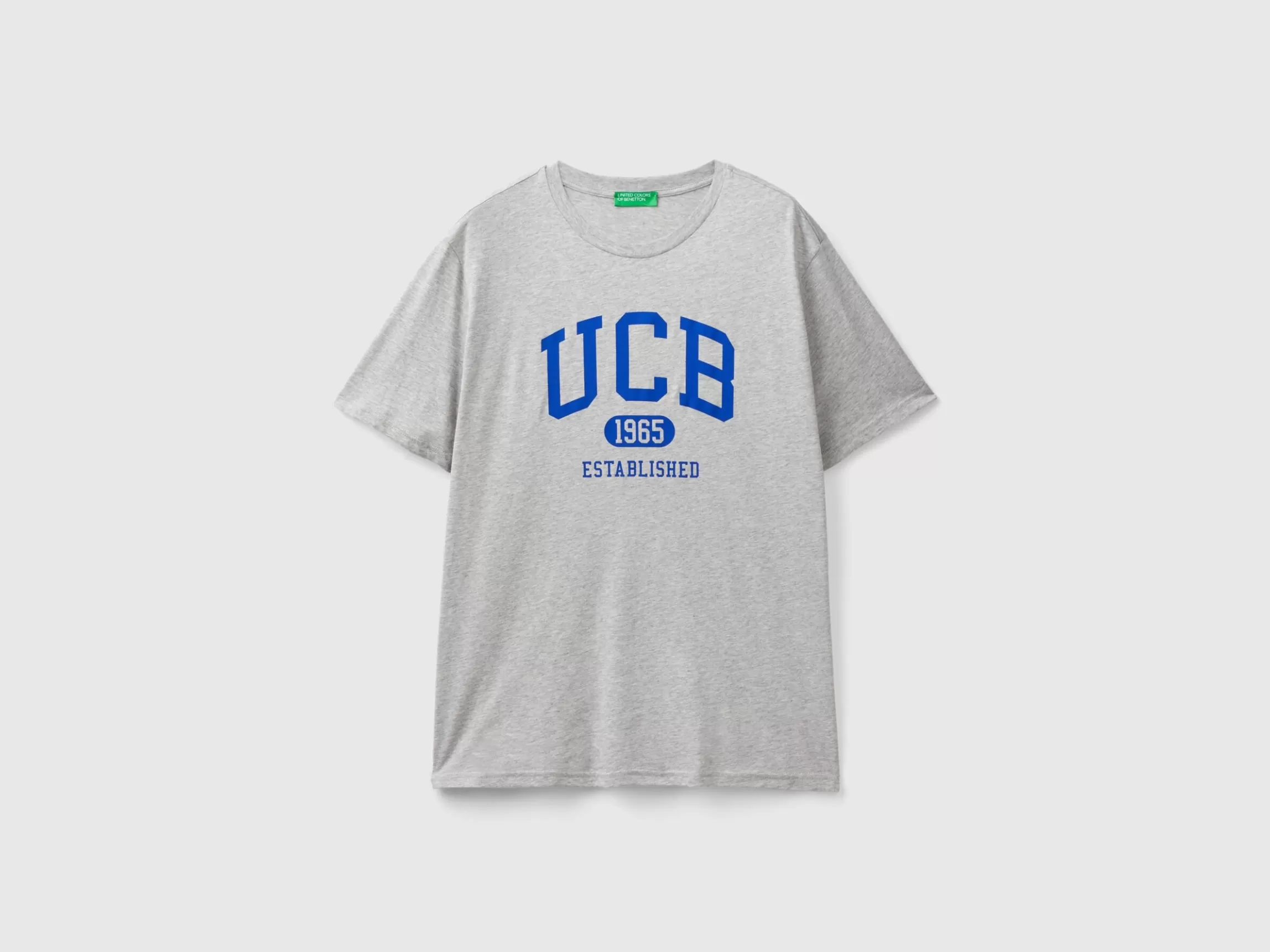 United Colors of Benetton Melange grey t-shirt in organic cotton with blue logo