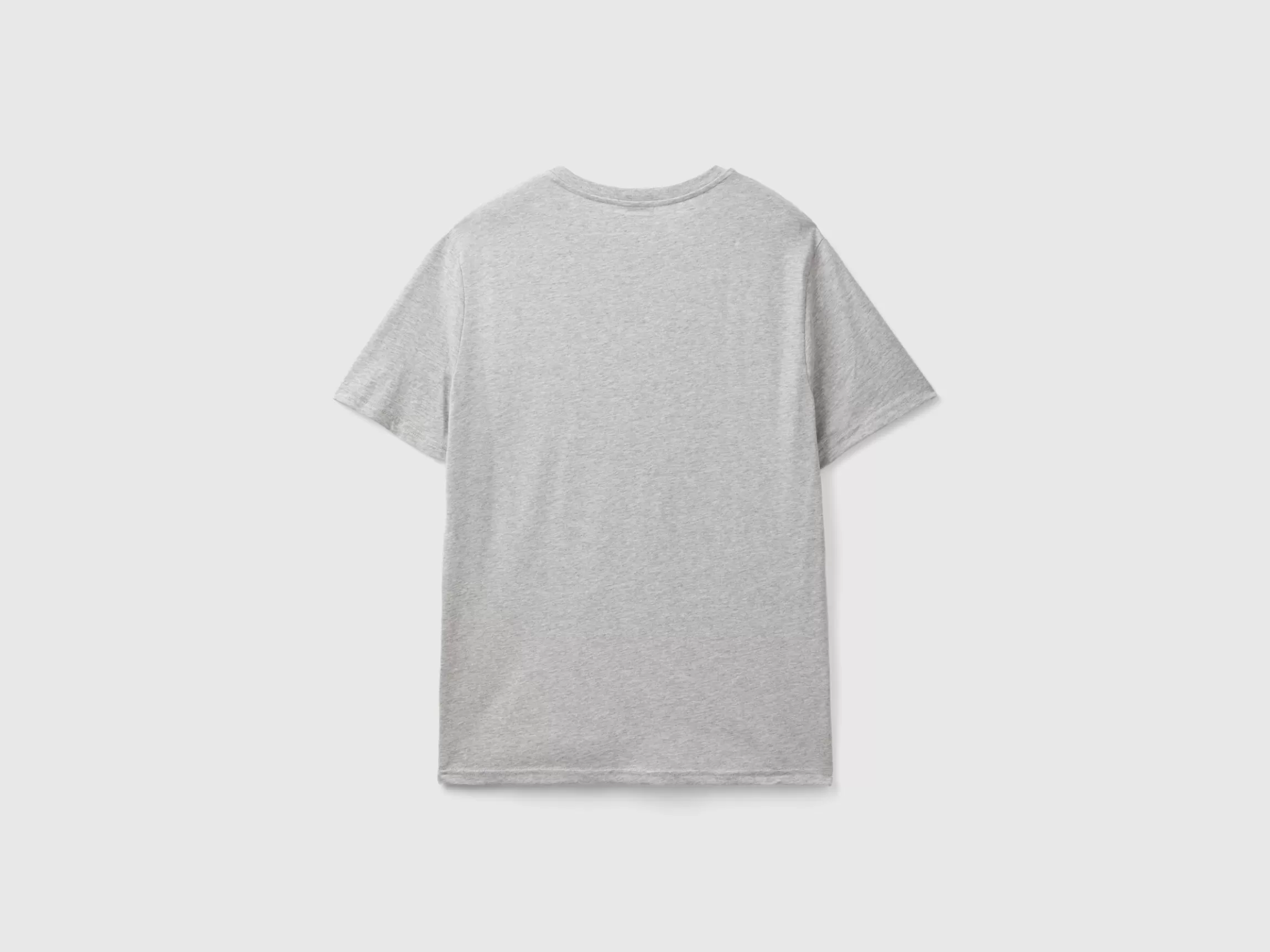 United Colors of Benetton Melange grey t-shirt in organic cotton with blue logo
