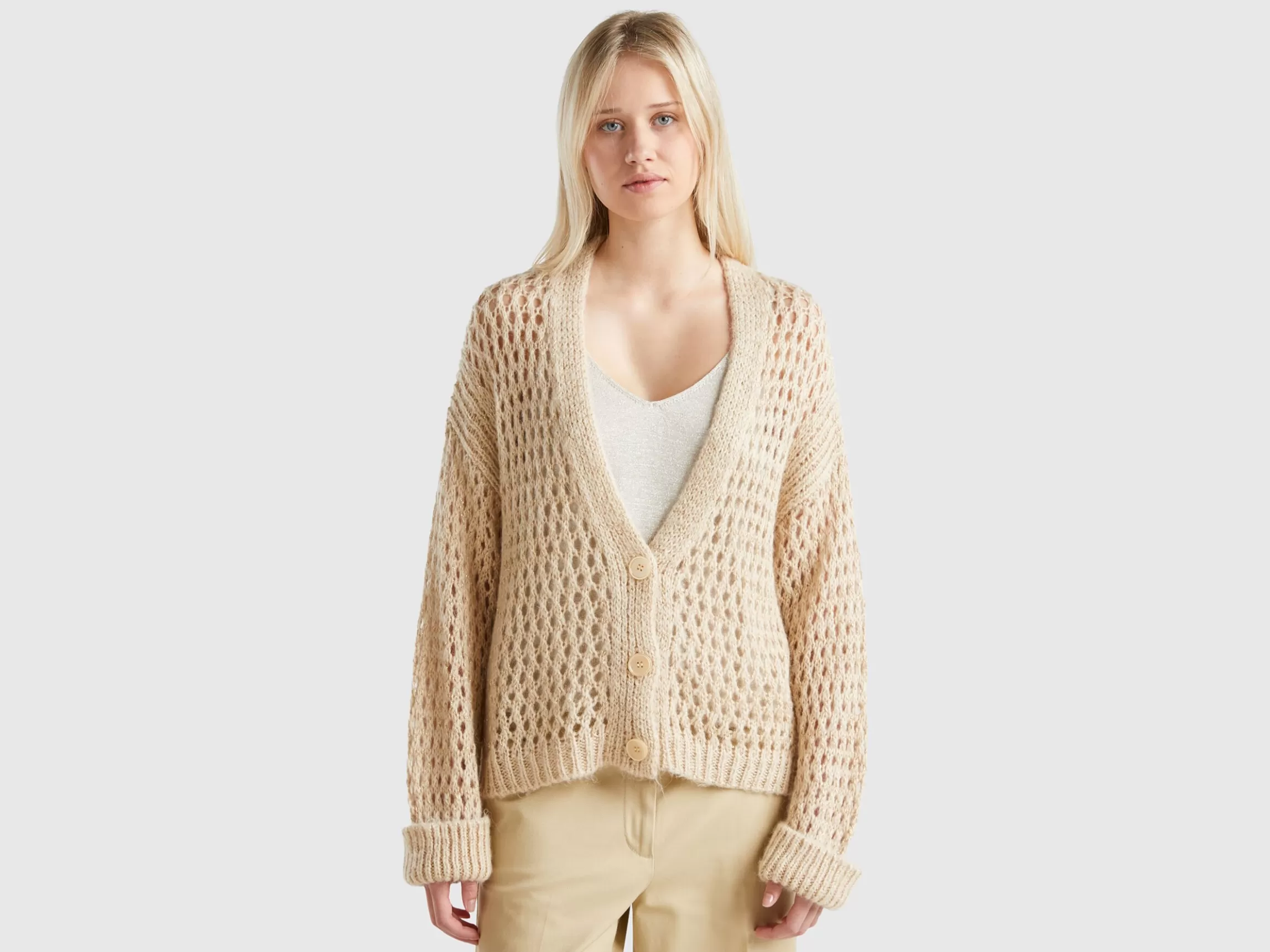 United Colors of Benetton Mesh cardigan with lurex