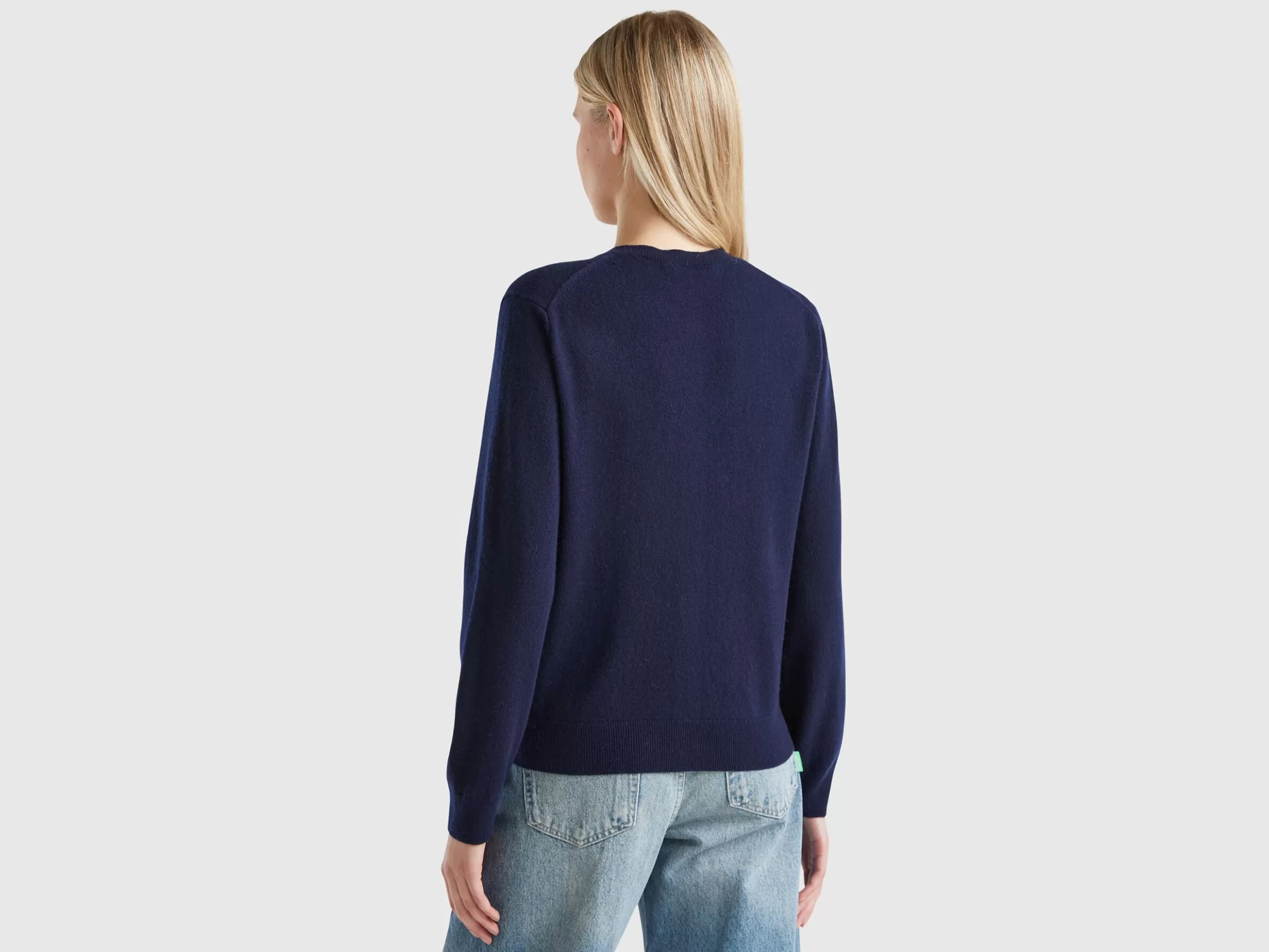 United Colors of Benetton Midnight blue cardigan in pure cashmere