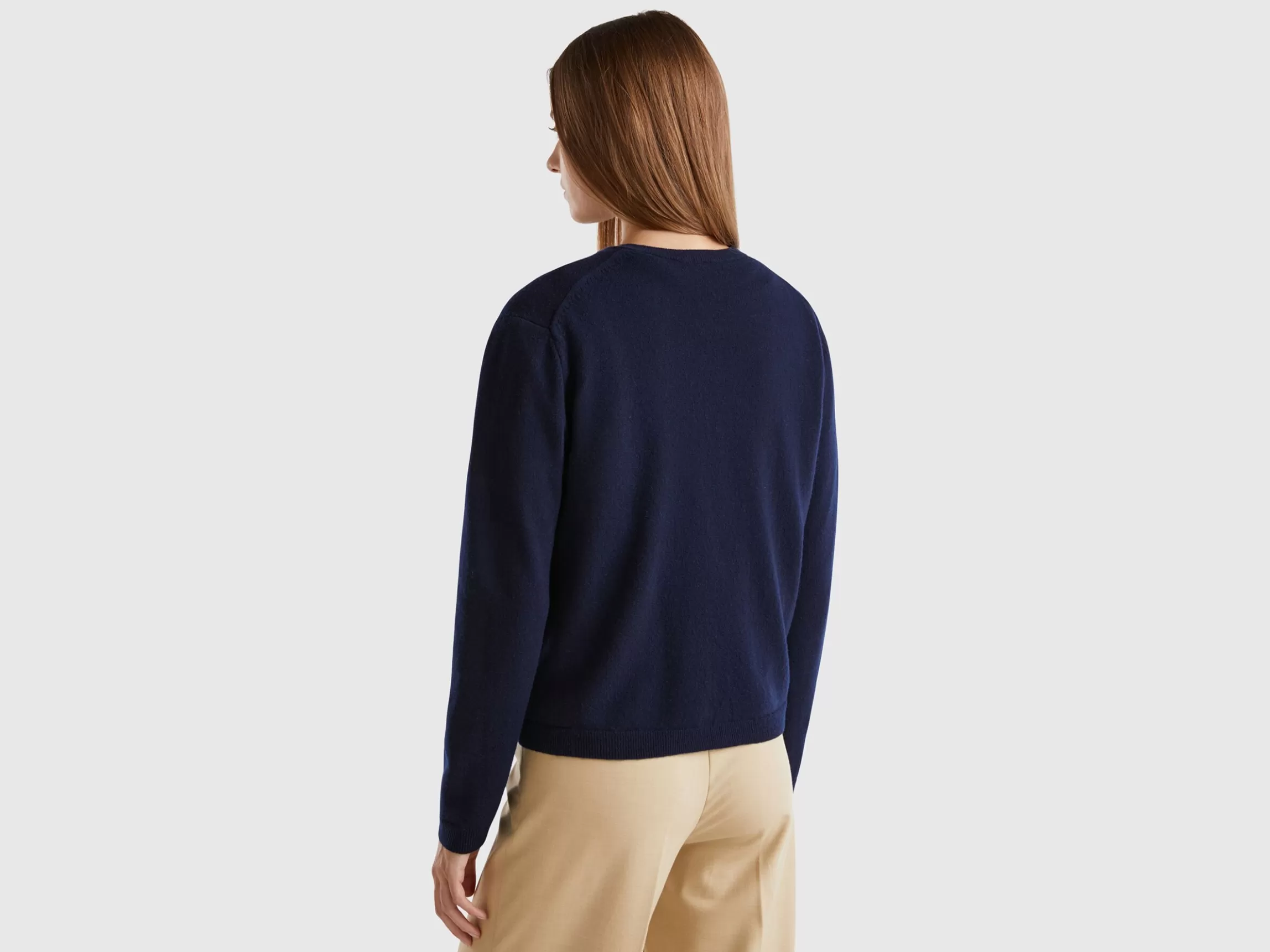 United Colors of Benetton Midnight blue cardigan in pure Merino wool