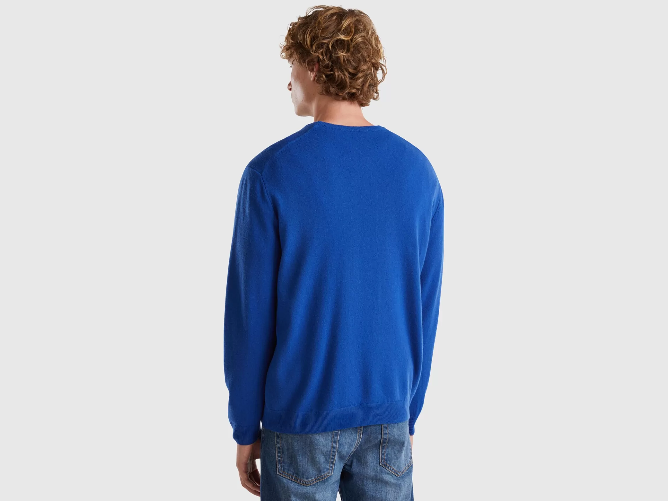 United Colors of Benetton Midnight blue crew neck sweater in pure Merino wool