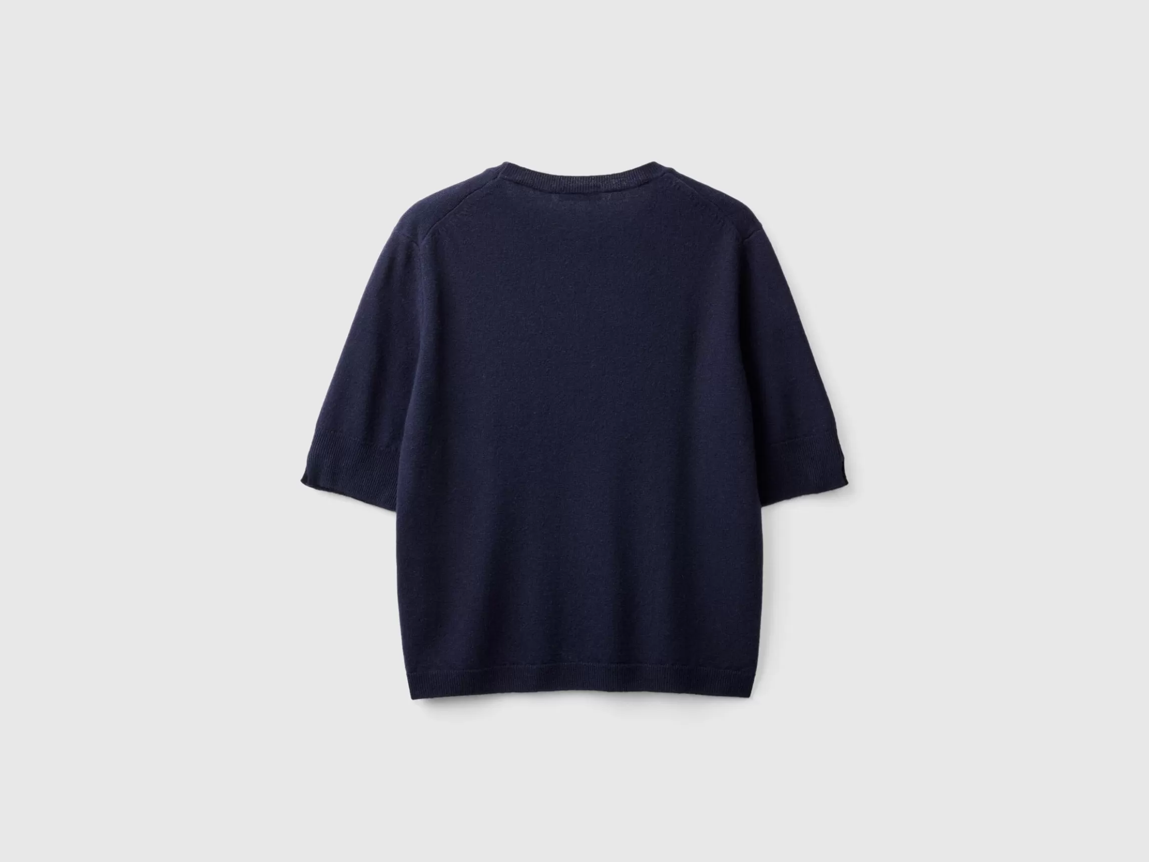 United Colors of Benetton Midnight blue short sleeve sweater in pure Merino wool