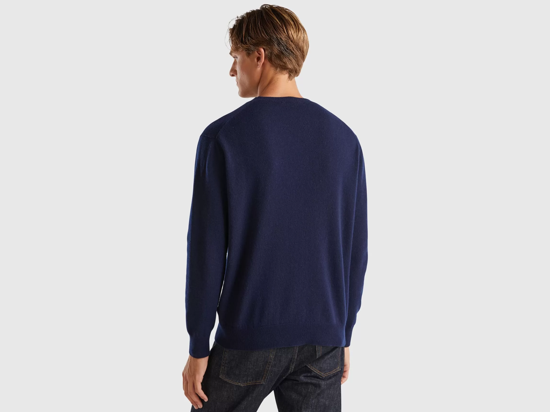 United Colors of Benetton Midnight blue sweater in pure cashmere