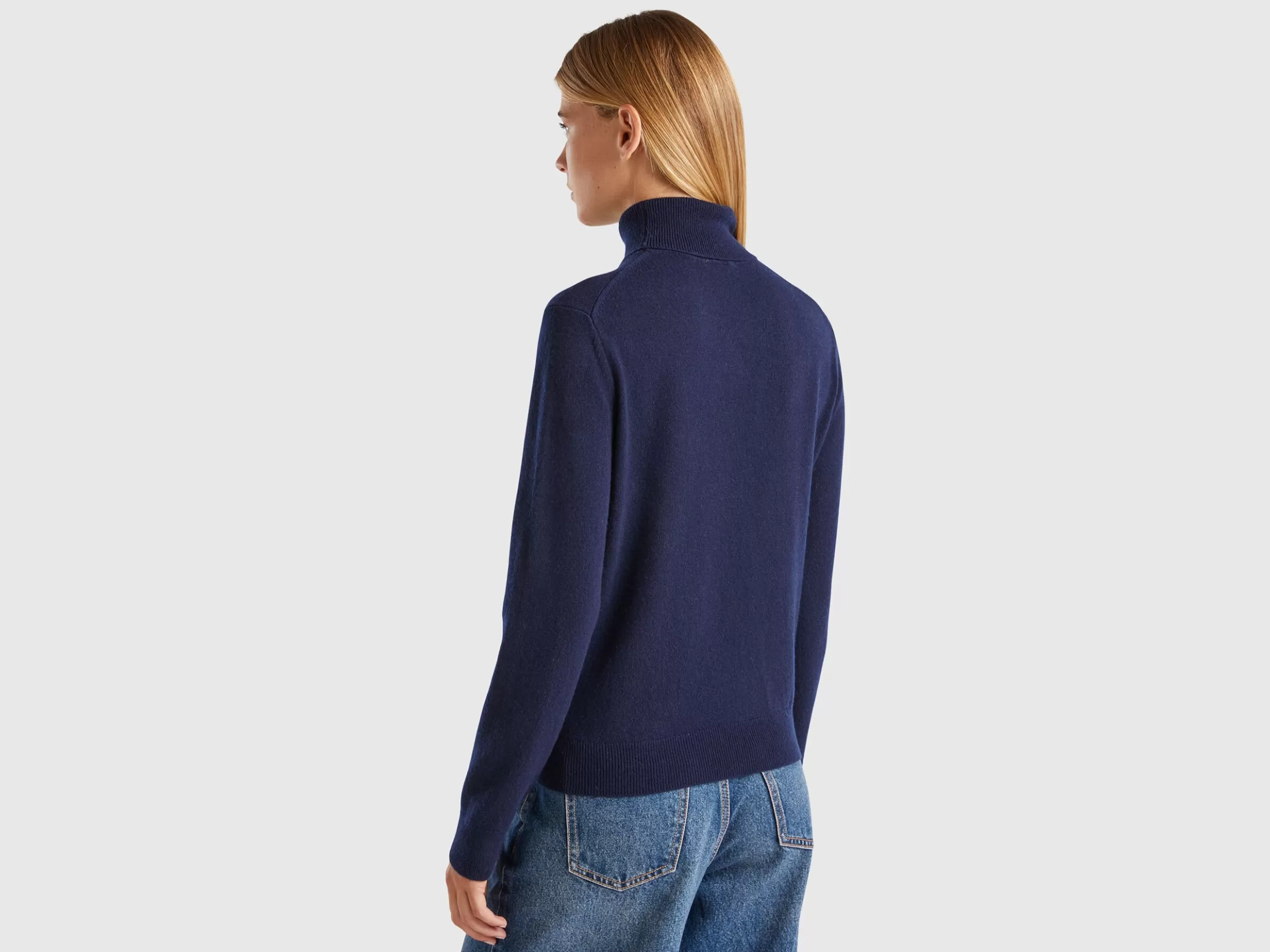 United Colors of Benetton Midnight blue turtleneck in pure cashmere