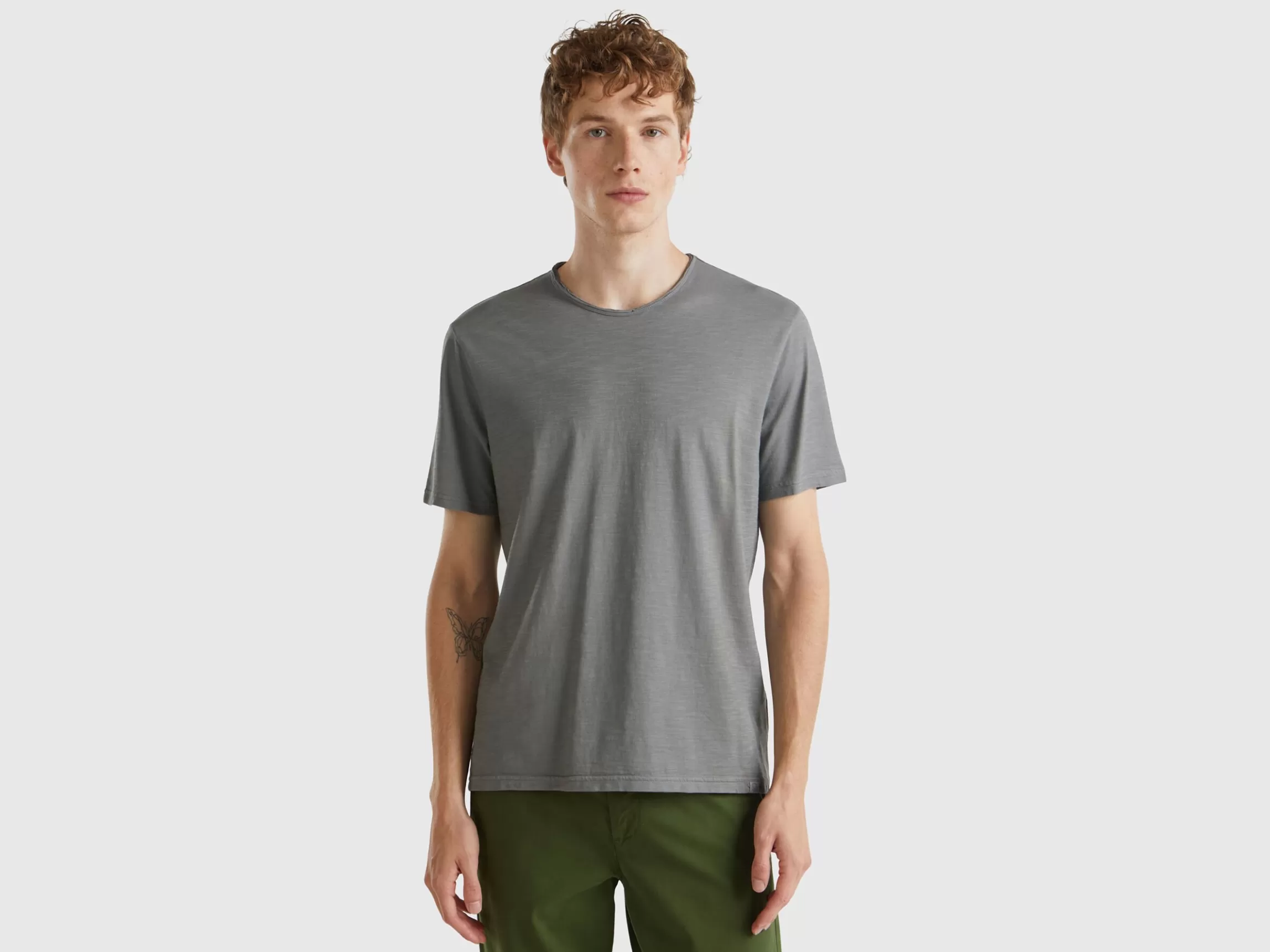 United Colors of Benetton Mouse gray t-shirt in slub cotton