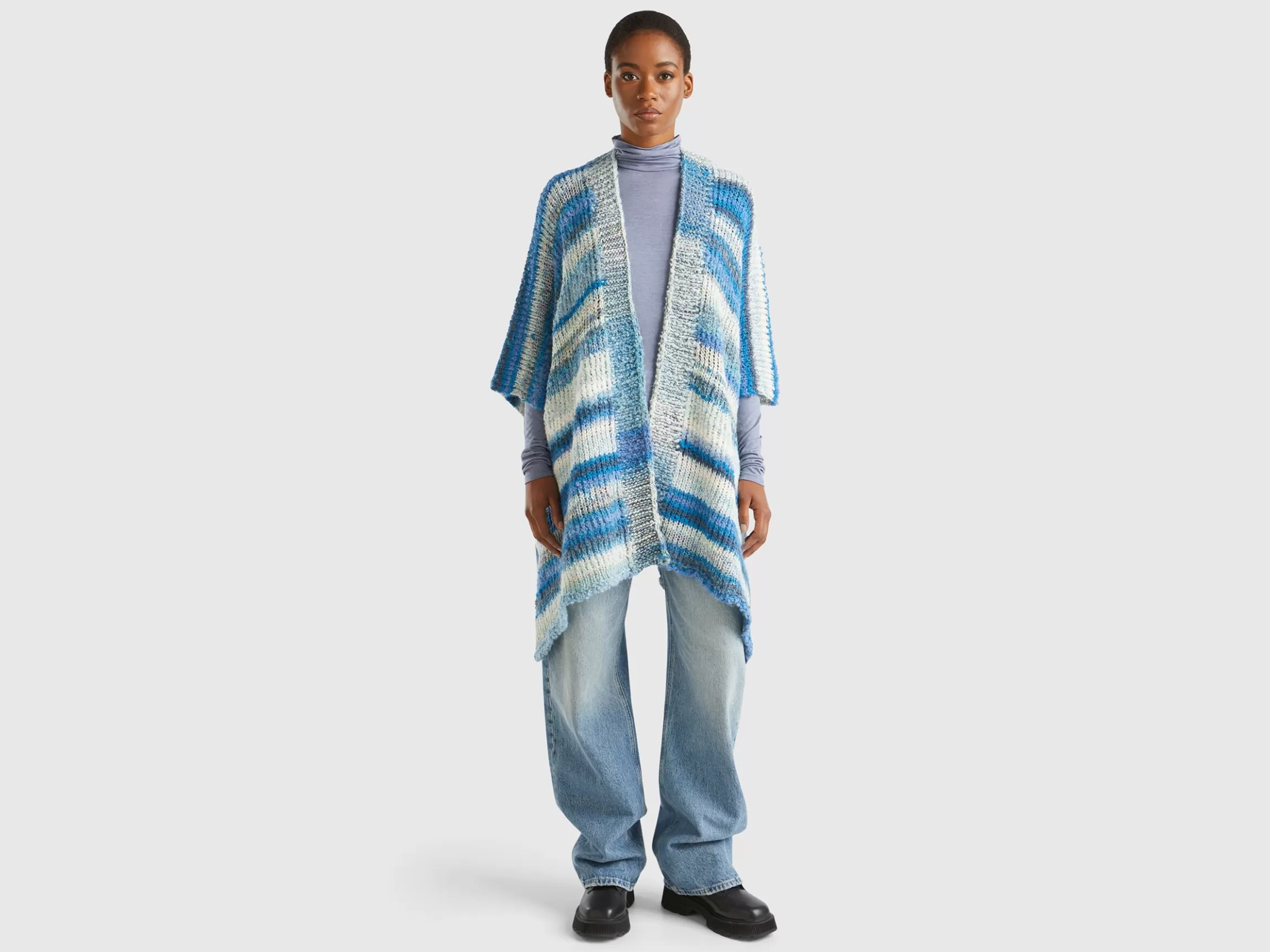 United Colors of Benetton Multicolor poncho in wool blend