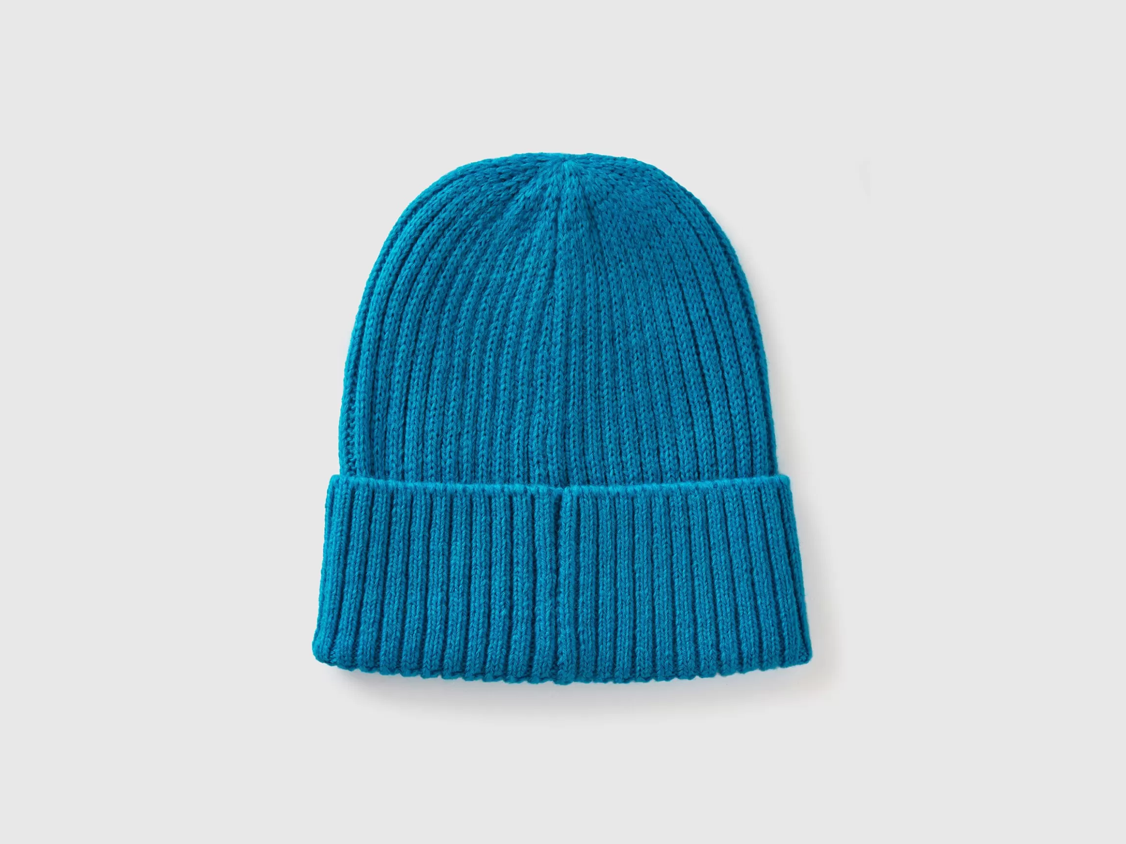 United Colors of Benetton Neon light blue beanie with embroidery