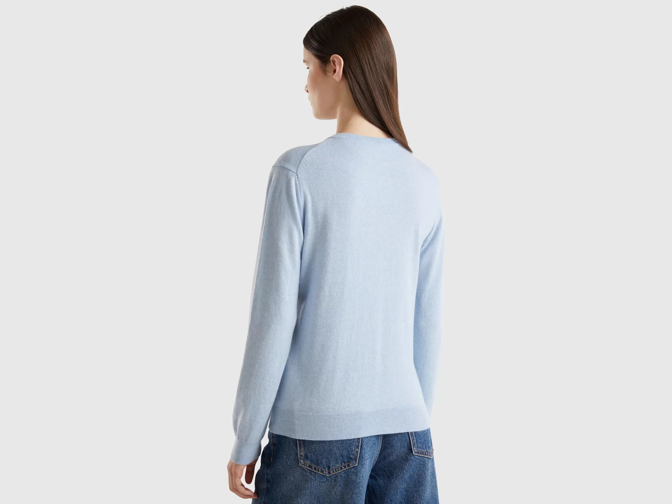 United Colors of Benetton Ocean blue cardigan in wool and cashmere blend