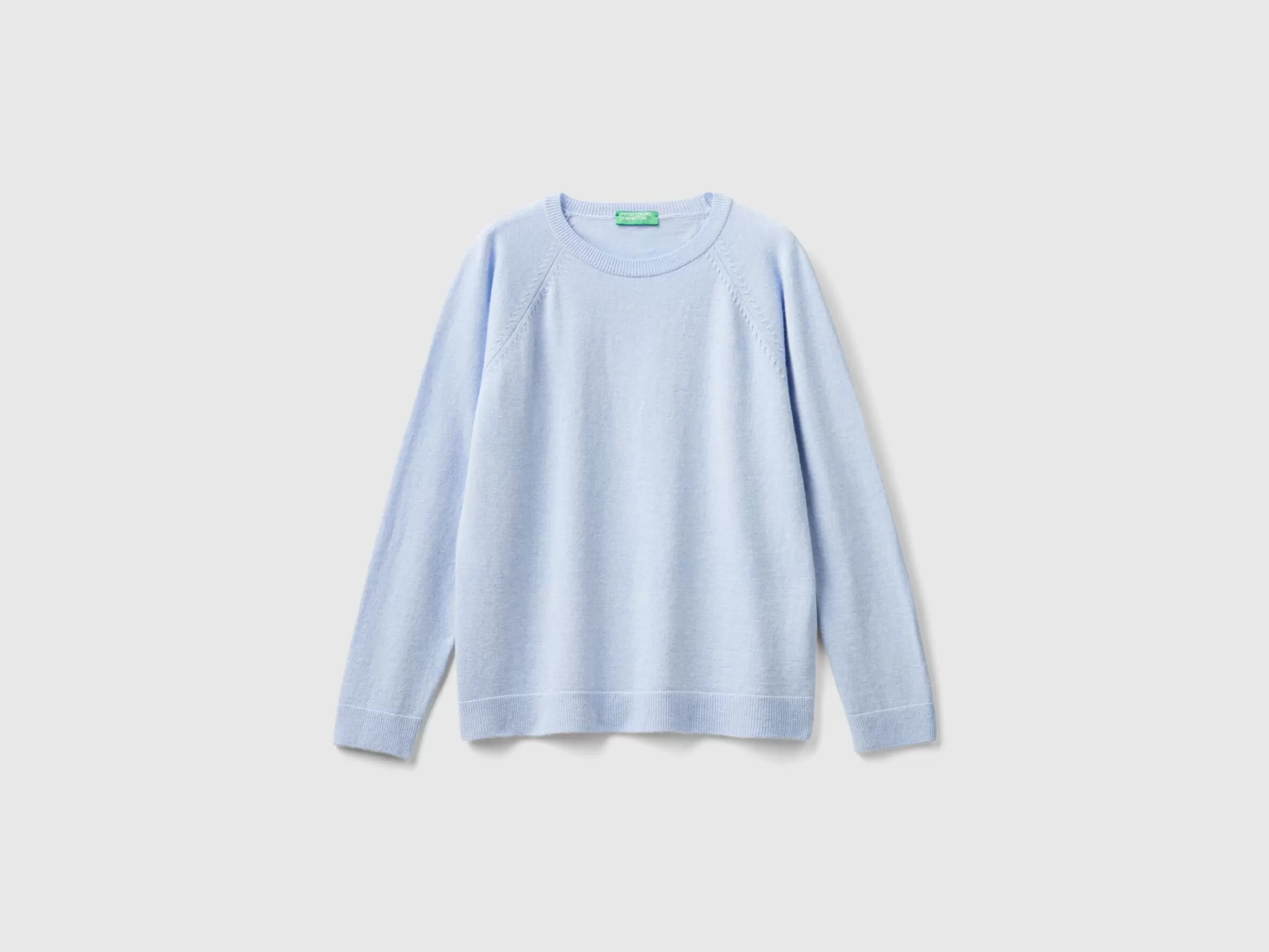 United Colors of Benetton Ocean blue crew neck sweater in wool and cashmere blend
