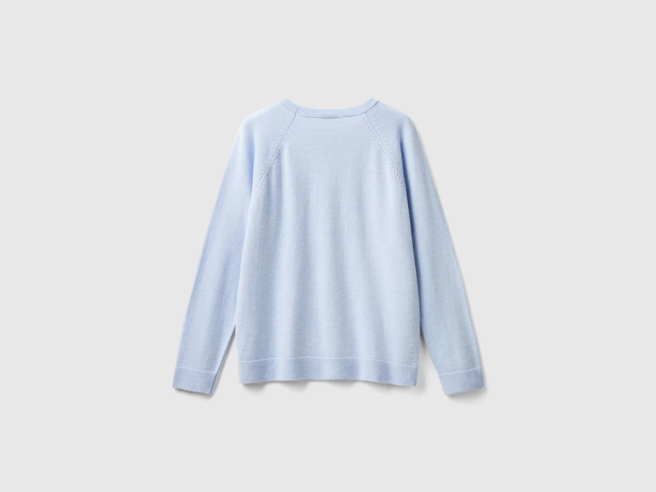 United Colors of Benetton Ocean blue crew neck sweater in wool and cashmere blend