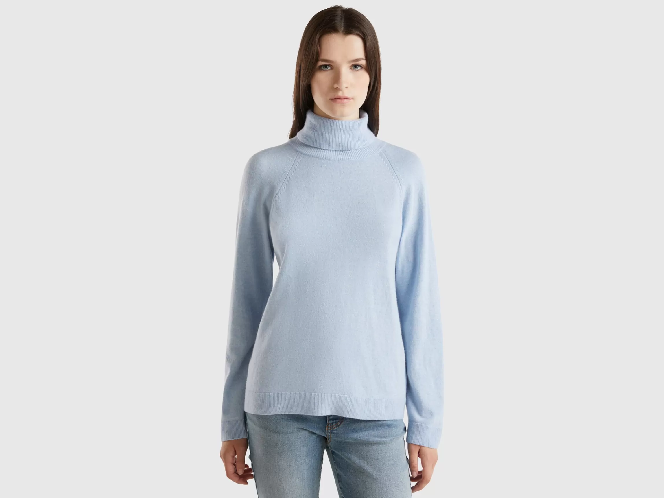 United Colors of Benetton Ocean blue turtleneck in wool and cashmere blend