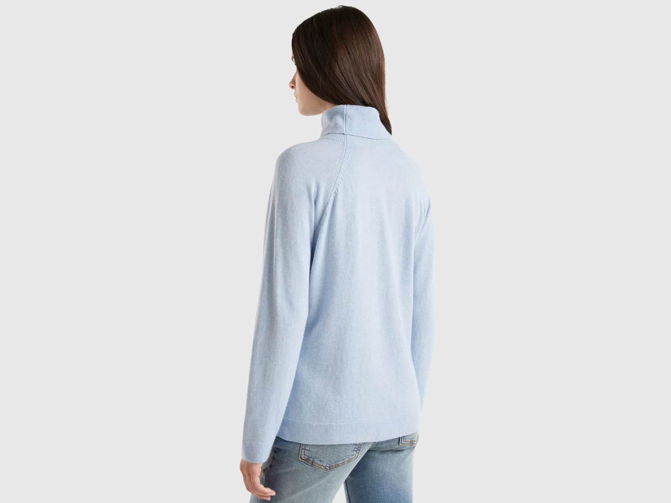 United Colors of Benetton Ocean blue turtleneck in wool and cashmere blend