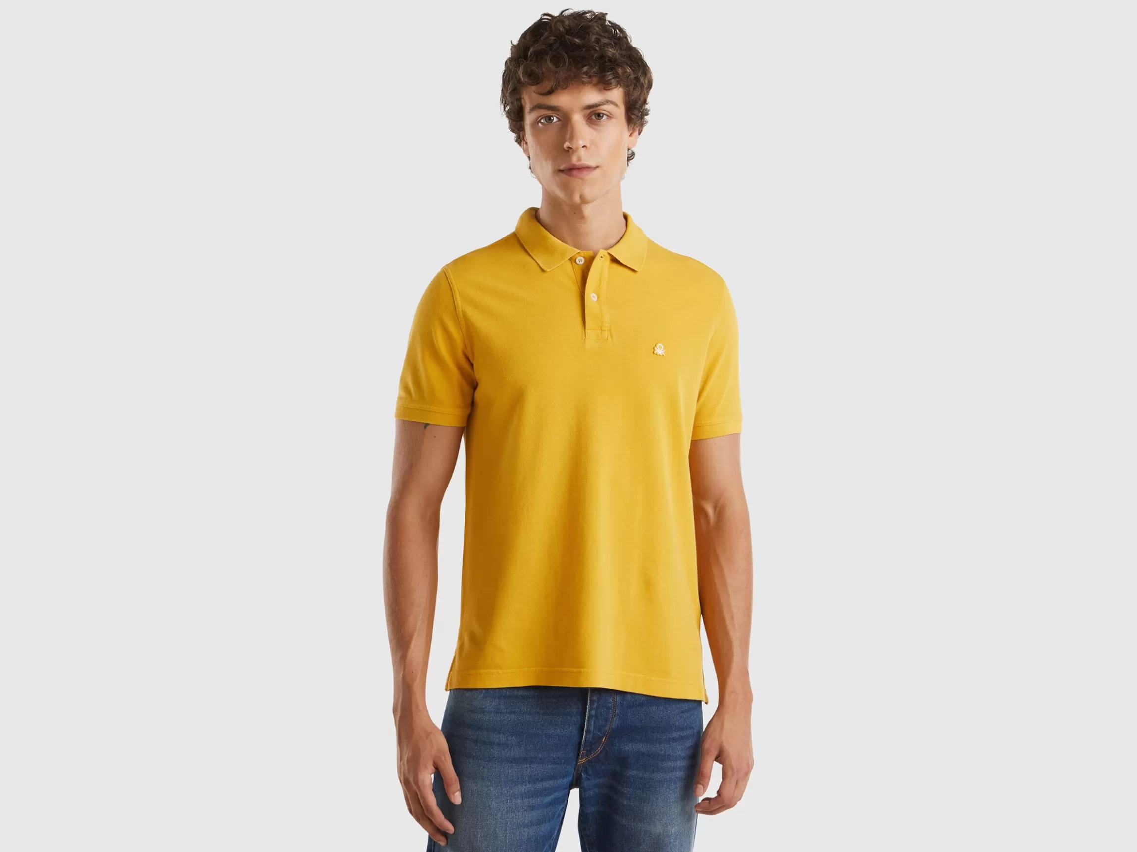 United Colors of Benetton Ocher yellow regular fit polo