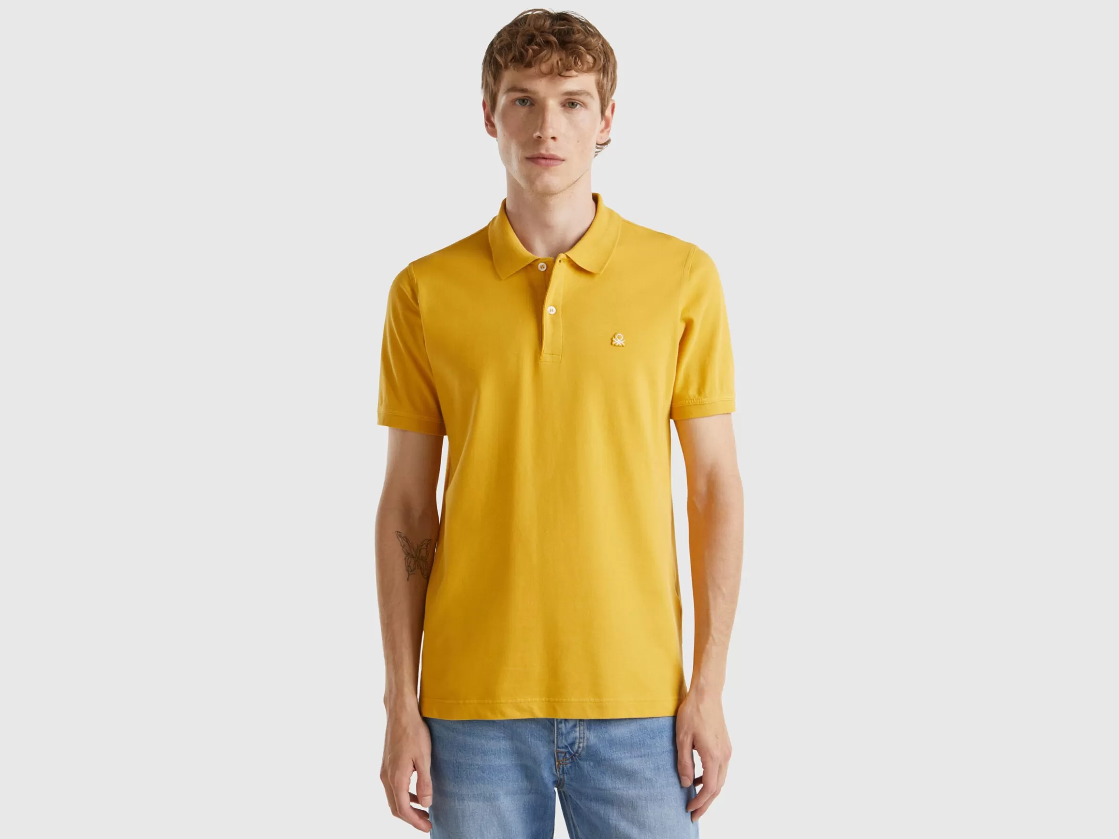 United Colors of Benetton Ocher yellow slim fit polo