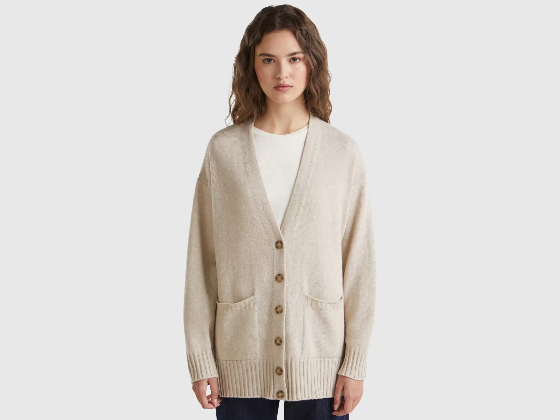 United Colors of Benetton Oversized fit cardigan in wool blend