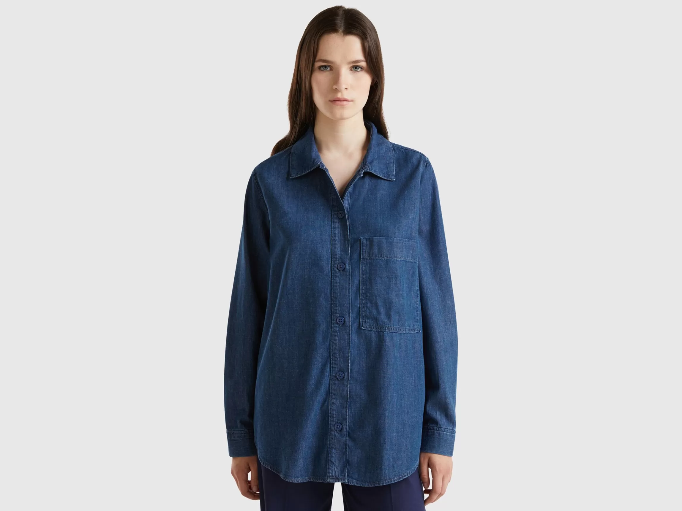 United Colors of Benetton Oversized fit shirt in chambray