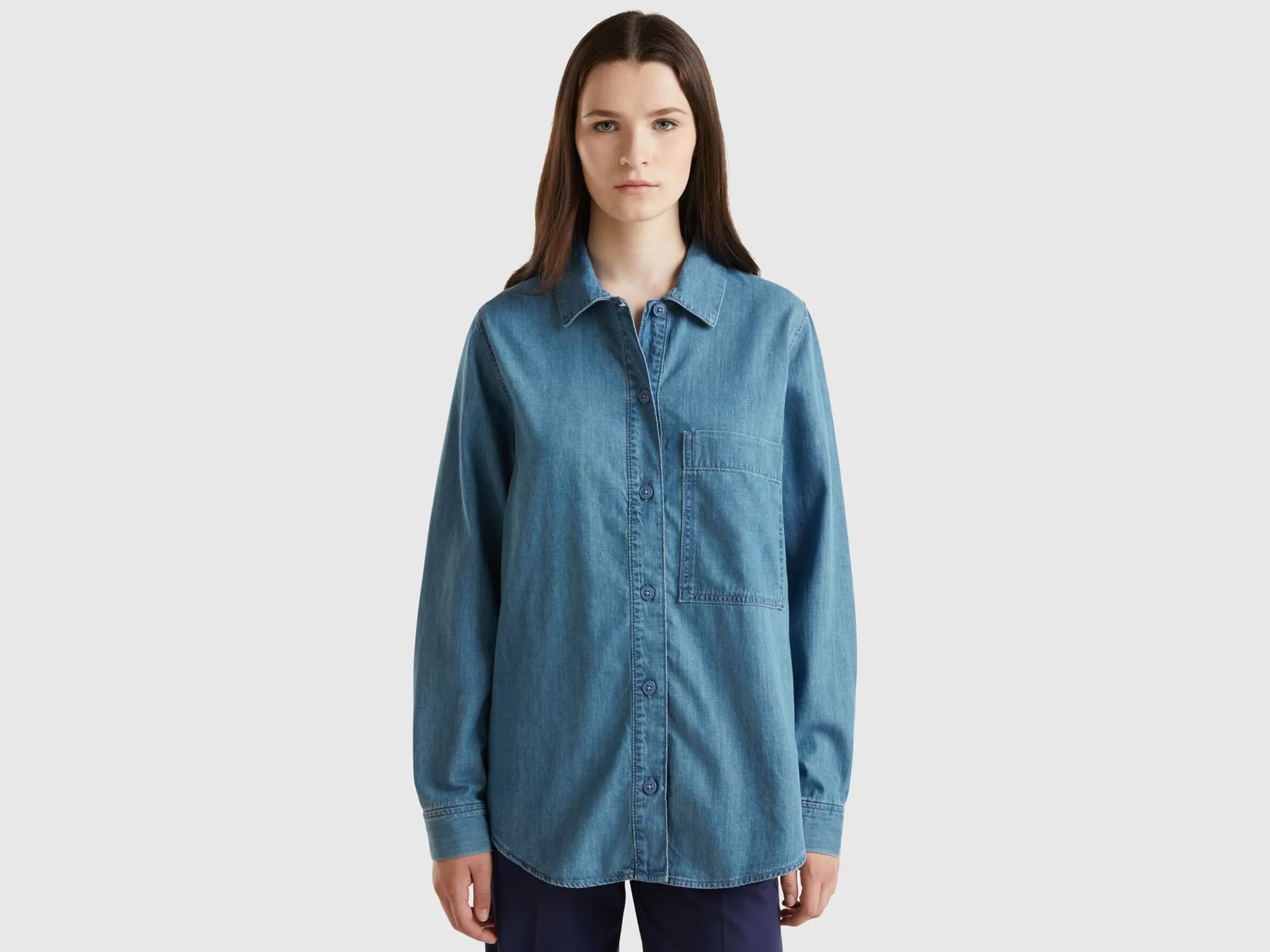 United Colors of Benetton Oversized fit shirt in chambray