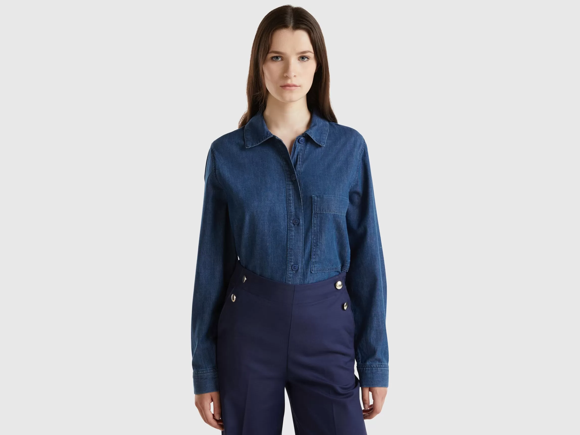 United Colors of Benetton Oversized fit shirt in chambray