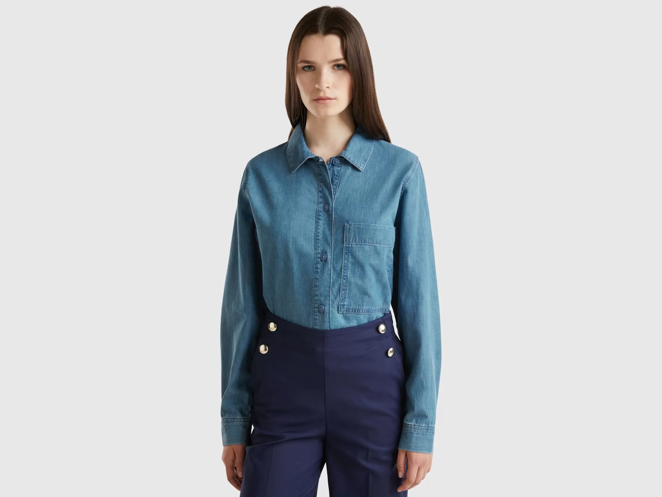 United Colors of Benetton Oversized fit shirt in chambray