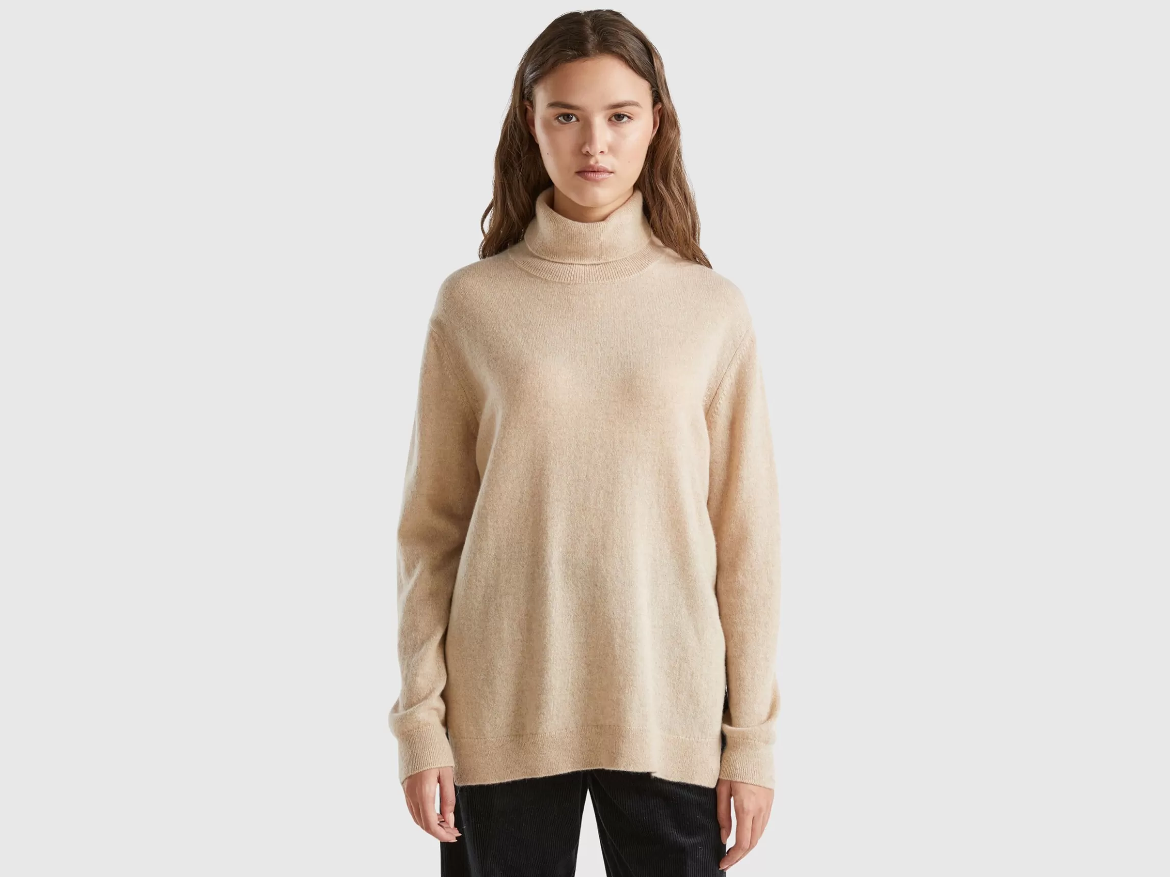 United Colors of Benetton Oversized fit turtleneck in pure cashmere