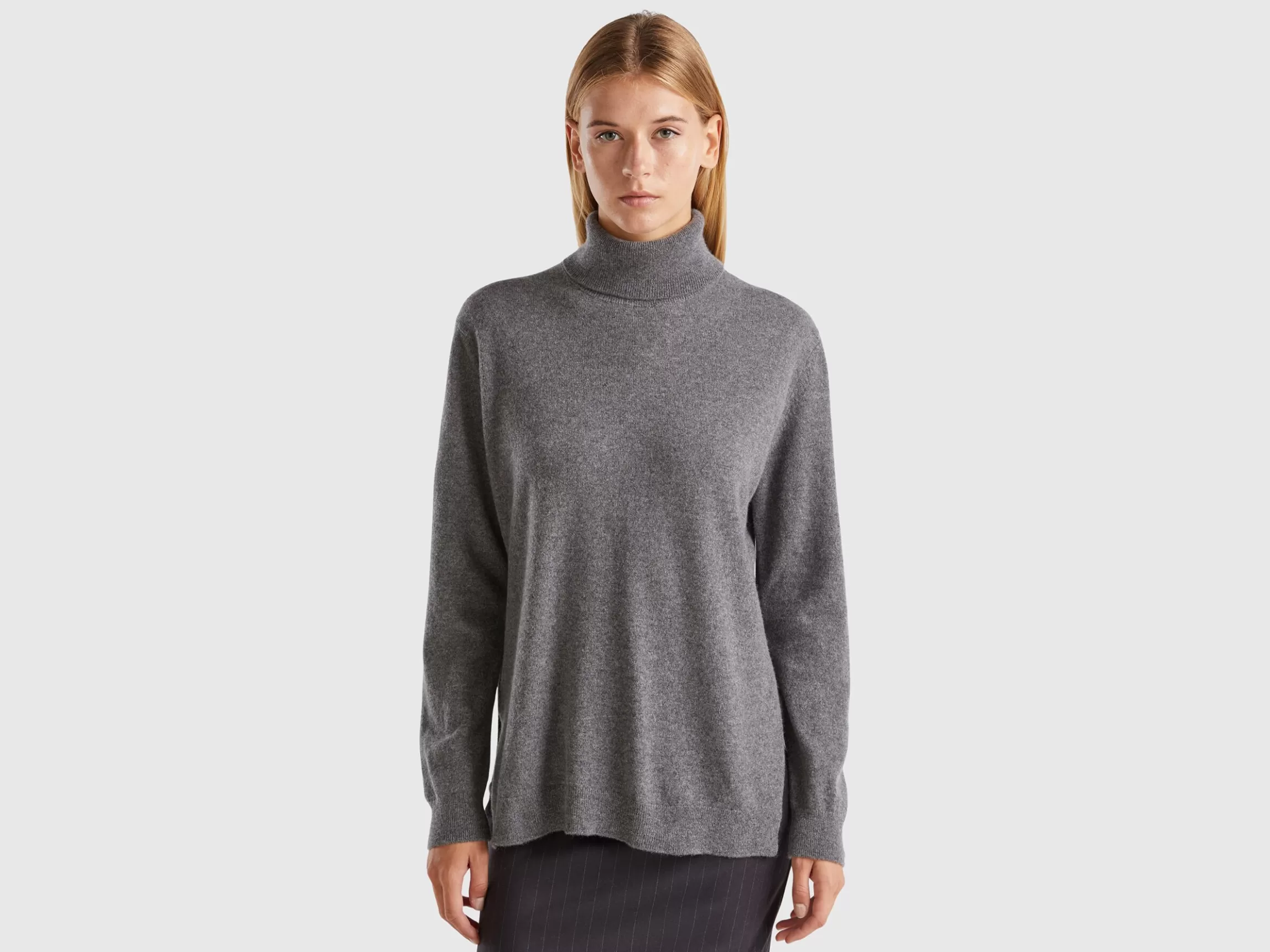 United Colors of Benetton Oversized fit turtleneck in pure cashmere