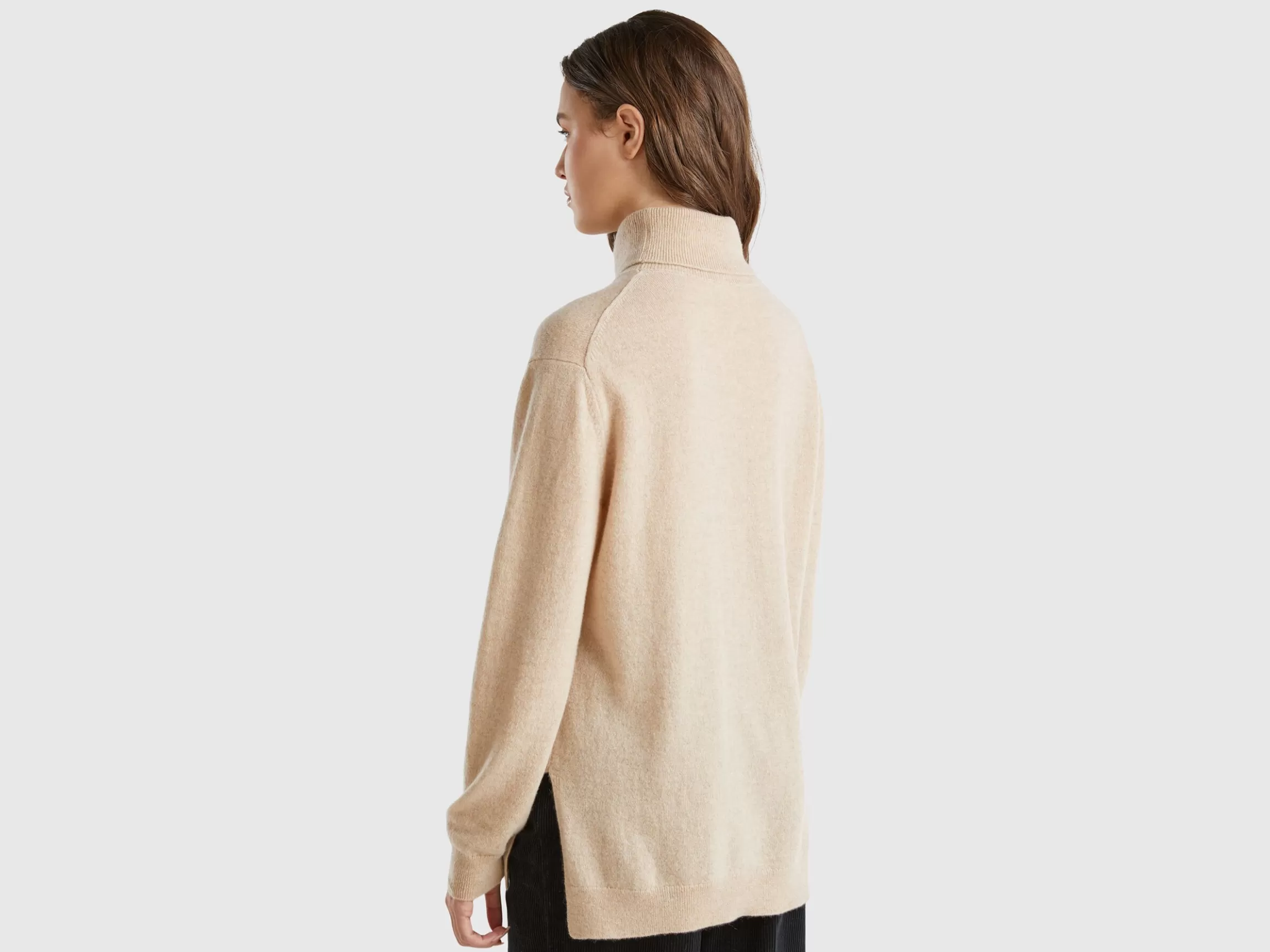 United Colors of Benetton Oversized fit turtleneck in pure cashmere