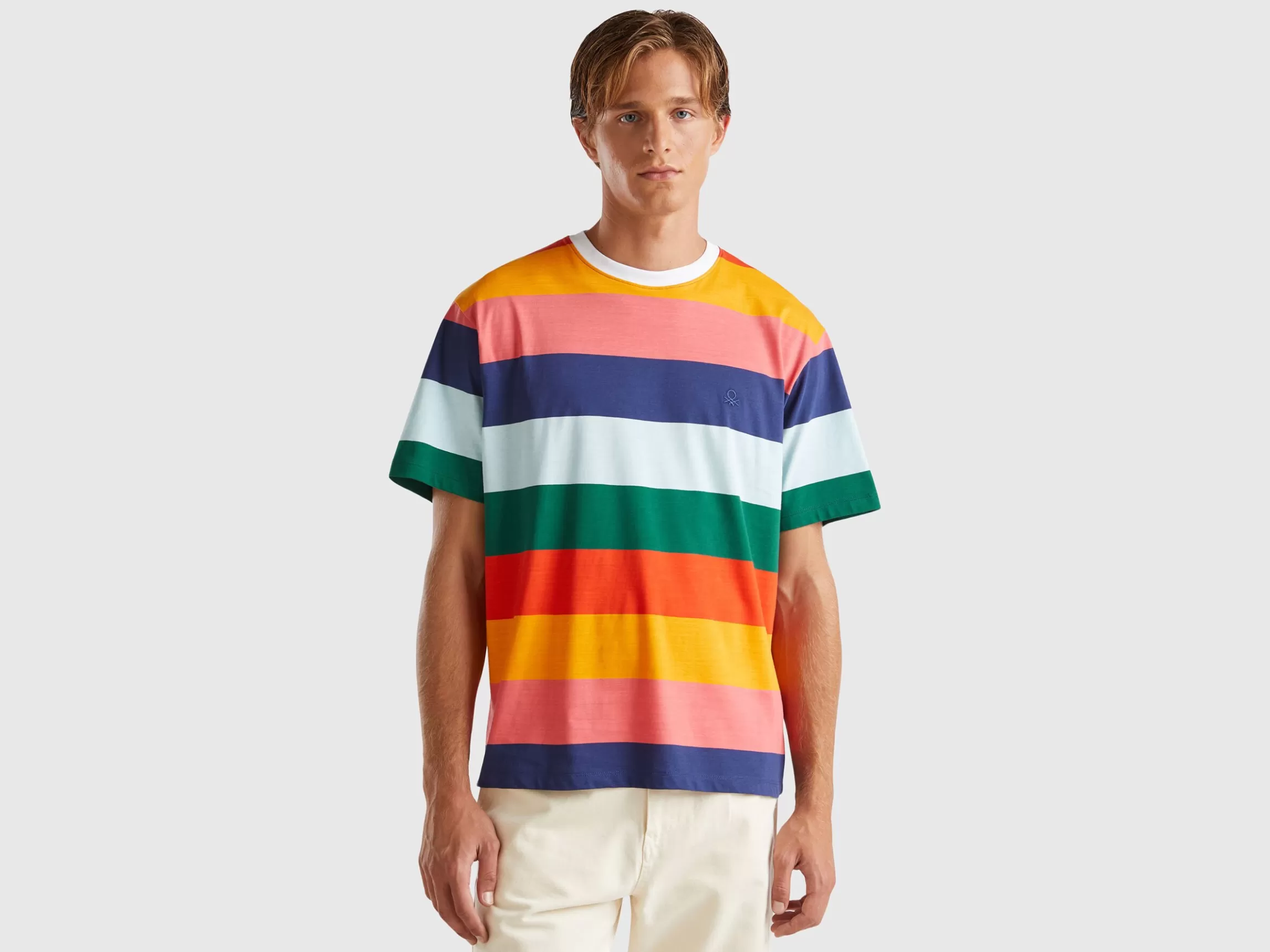 United Colors of Benetton Oversized multicolor striped t-shirt