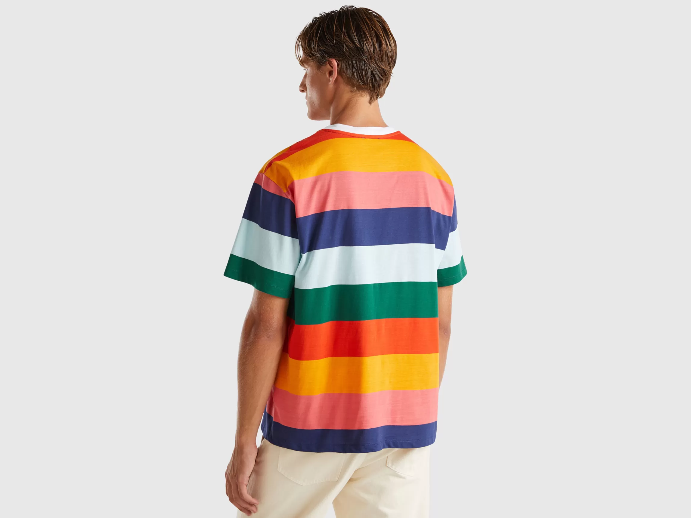 United Colors of Benetton Oversized multicolor striped t-shirt