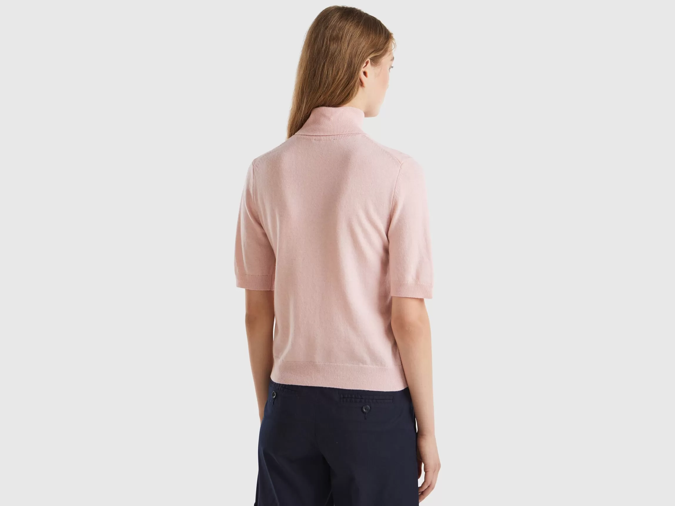 United Colors of Benetton short sleeve turtleneck in cashmere blend