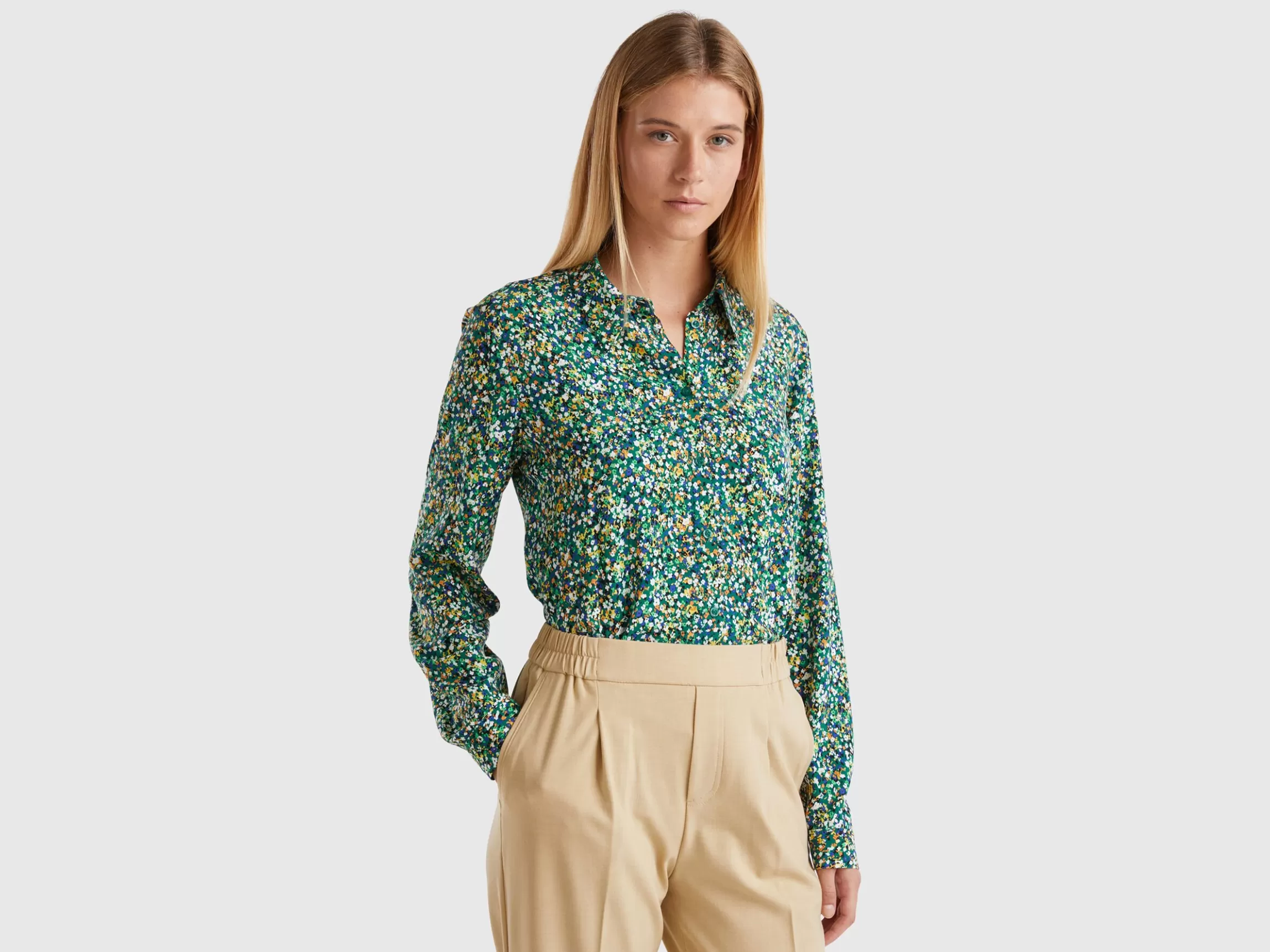 United Colors of Benetton Patterned shirt in viscose