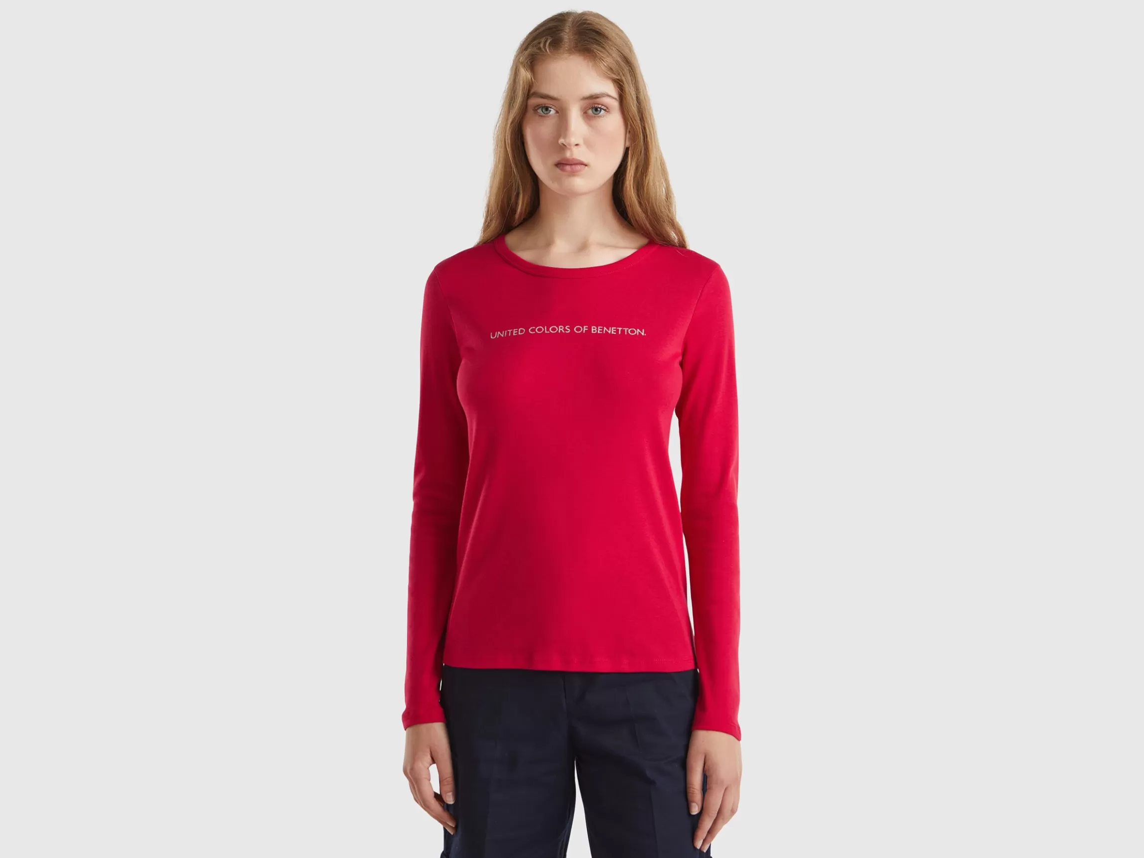 United Colors of Benetton Plum long sleeve t-shirt in 100% cotton