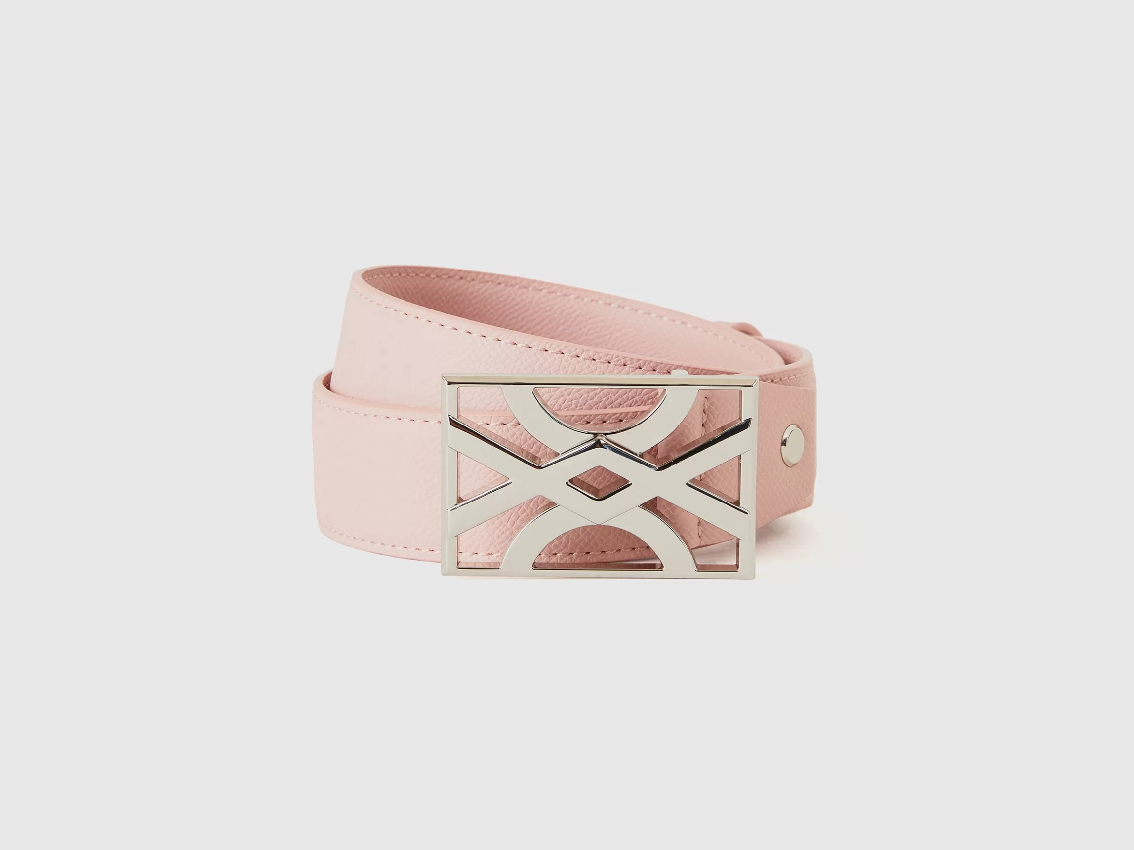 United Colors of Benetton Powder pink belt with logo buckle