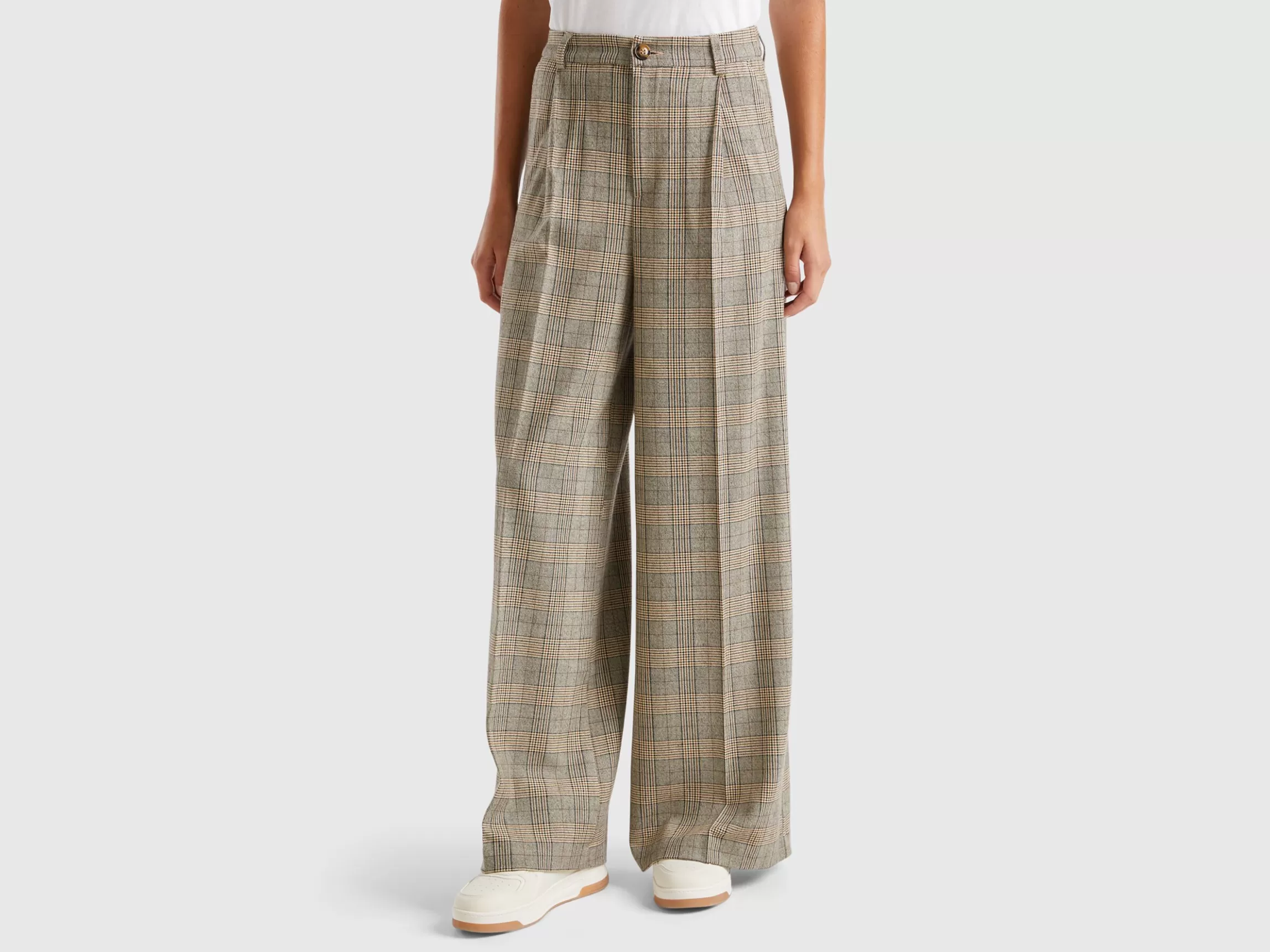 United Colors of Benetton Prince of Wales wide leg trousers