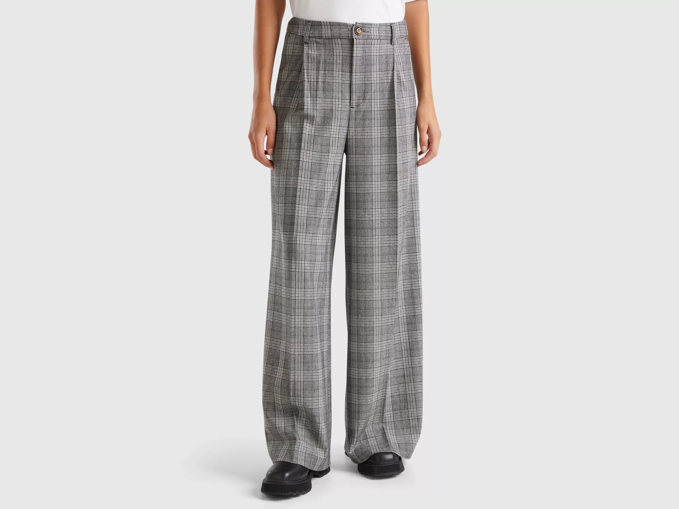 United Colors of Benetton Prince of Wales wide leg trousers