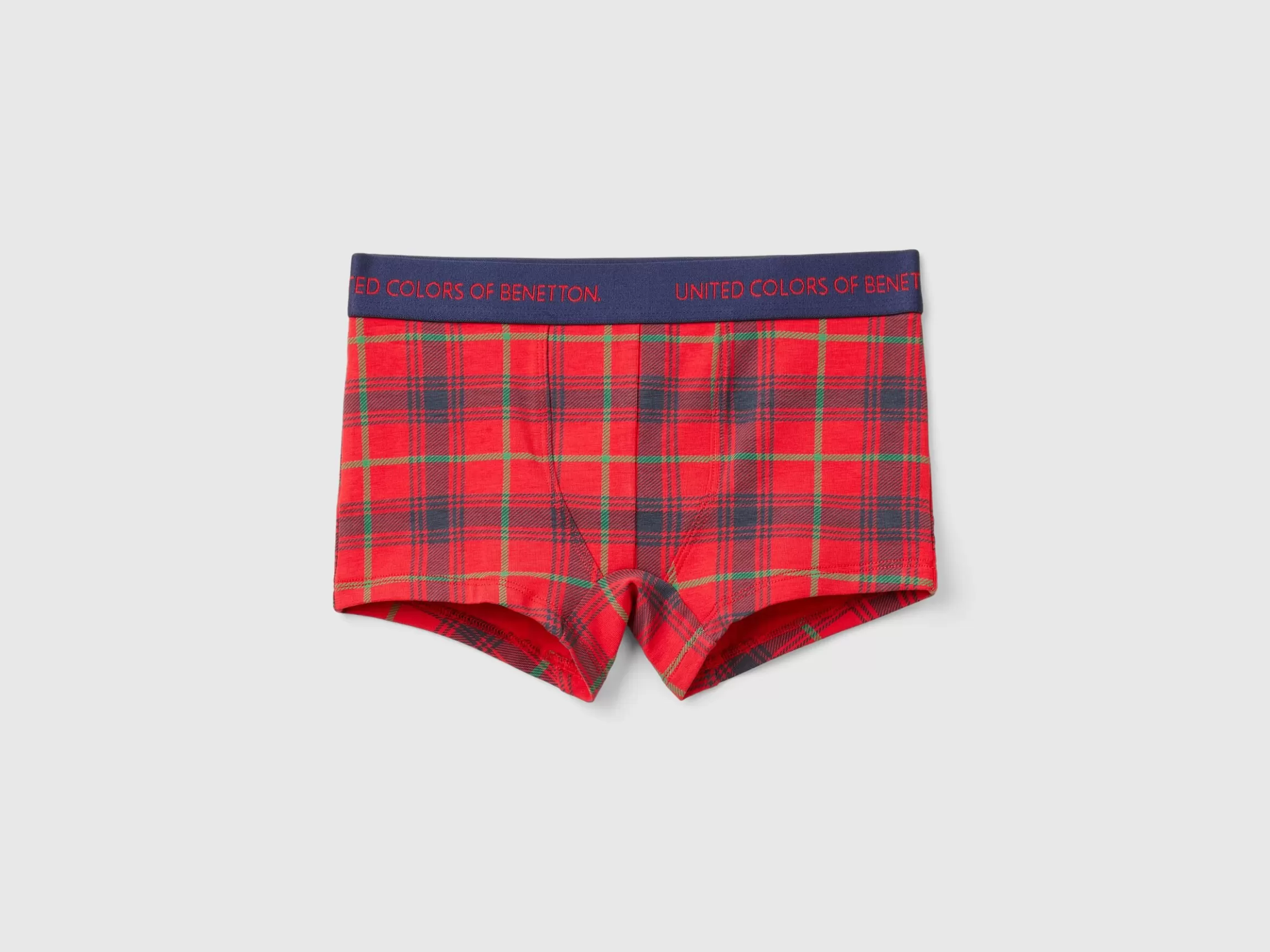 United Colors of Benetton and blue tartan boxer shorts