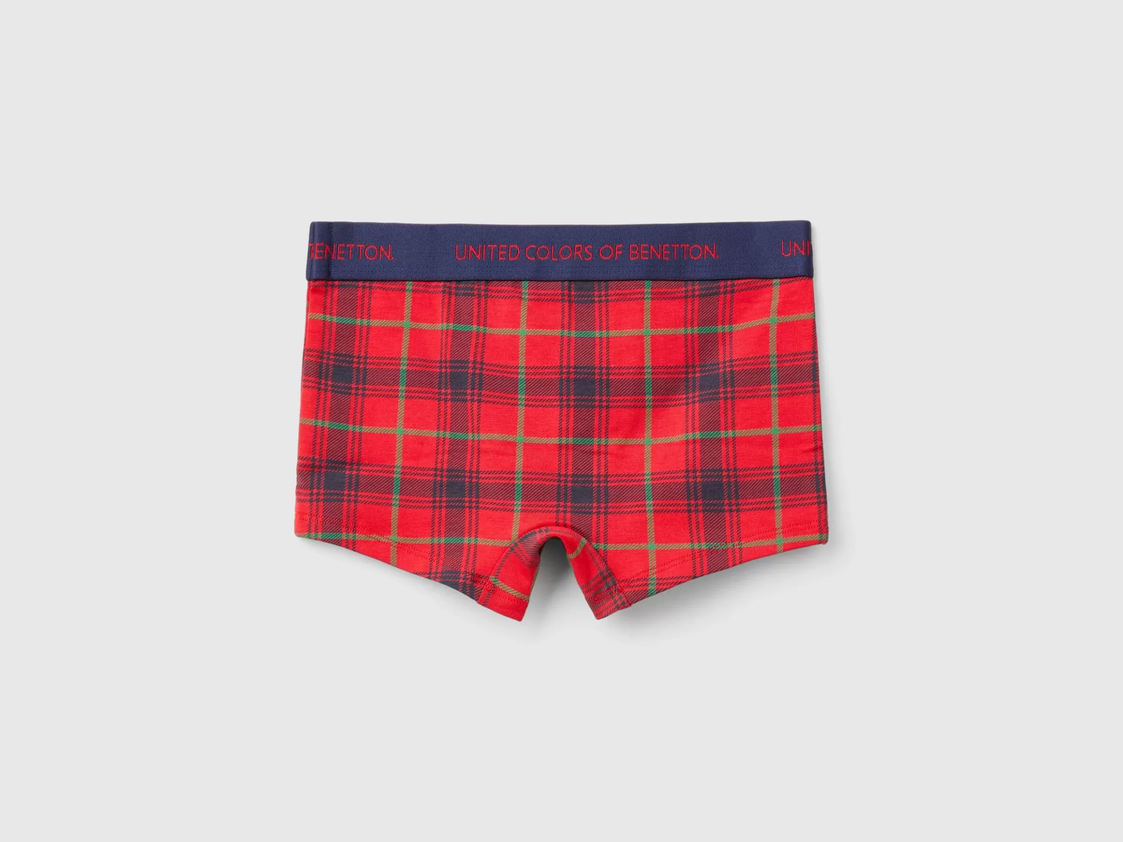 United Colors of Benetton and blue tartan boxer shorts