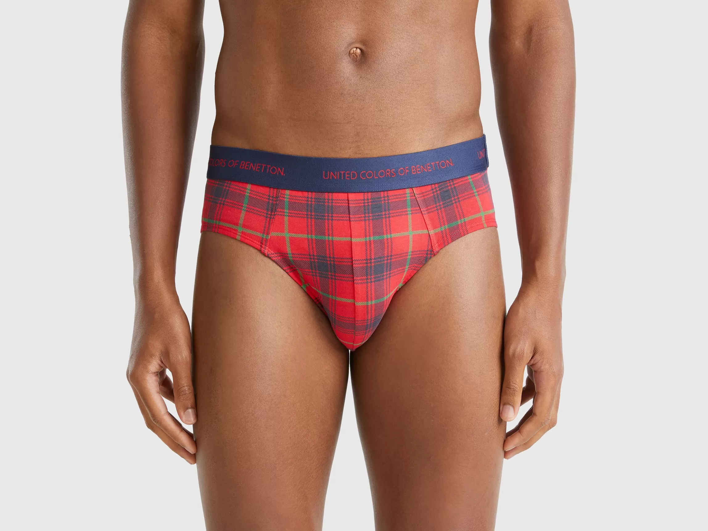 United Colors of Benetton Red and blue tartan briefs