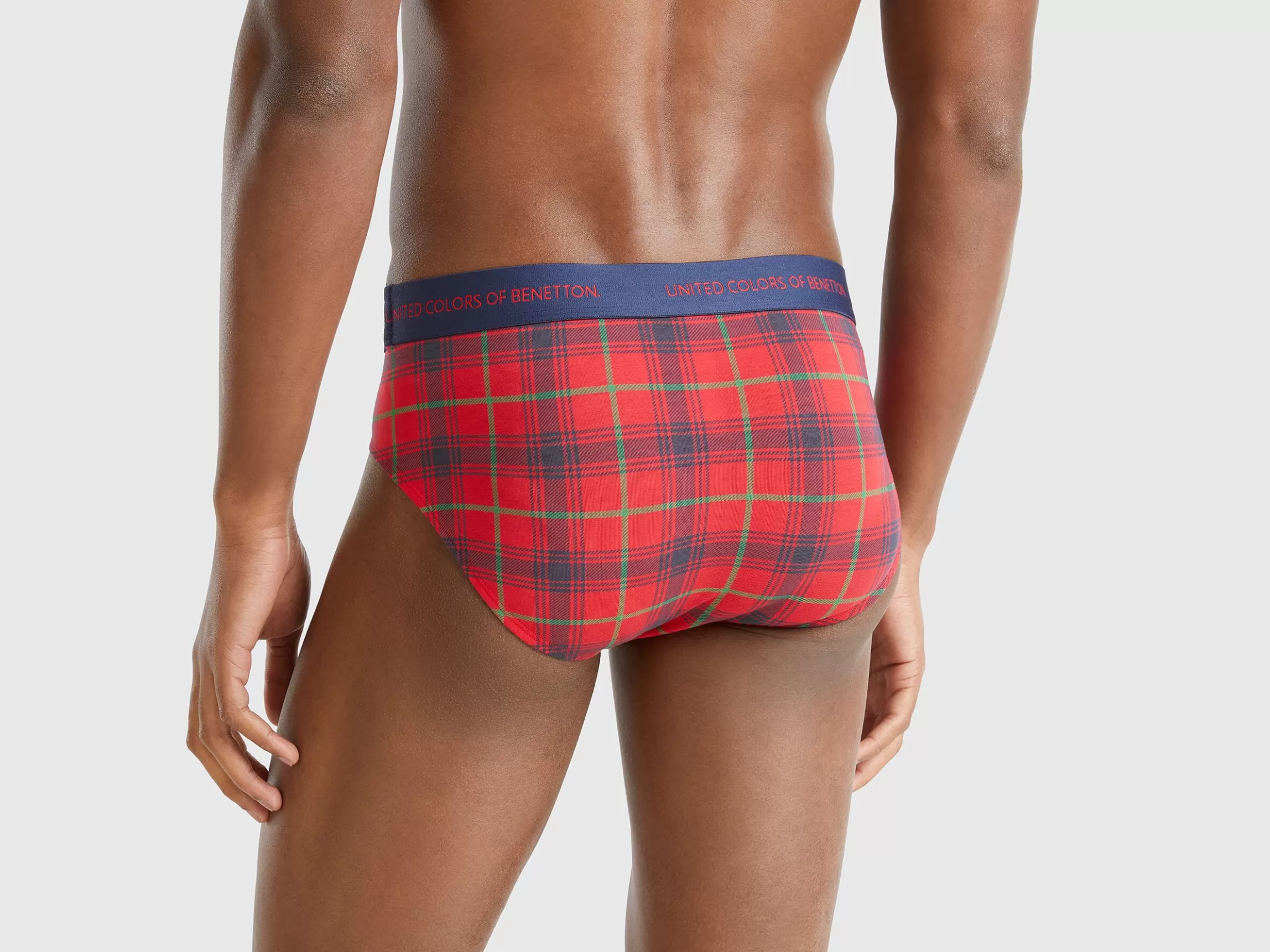 United Colors of Benetton Red and blue tartan briefs