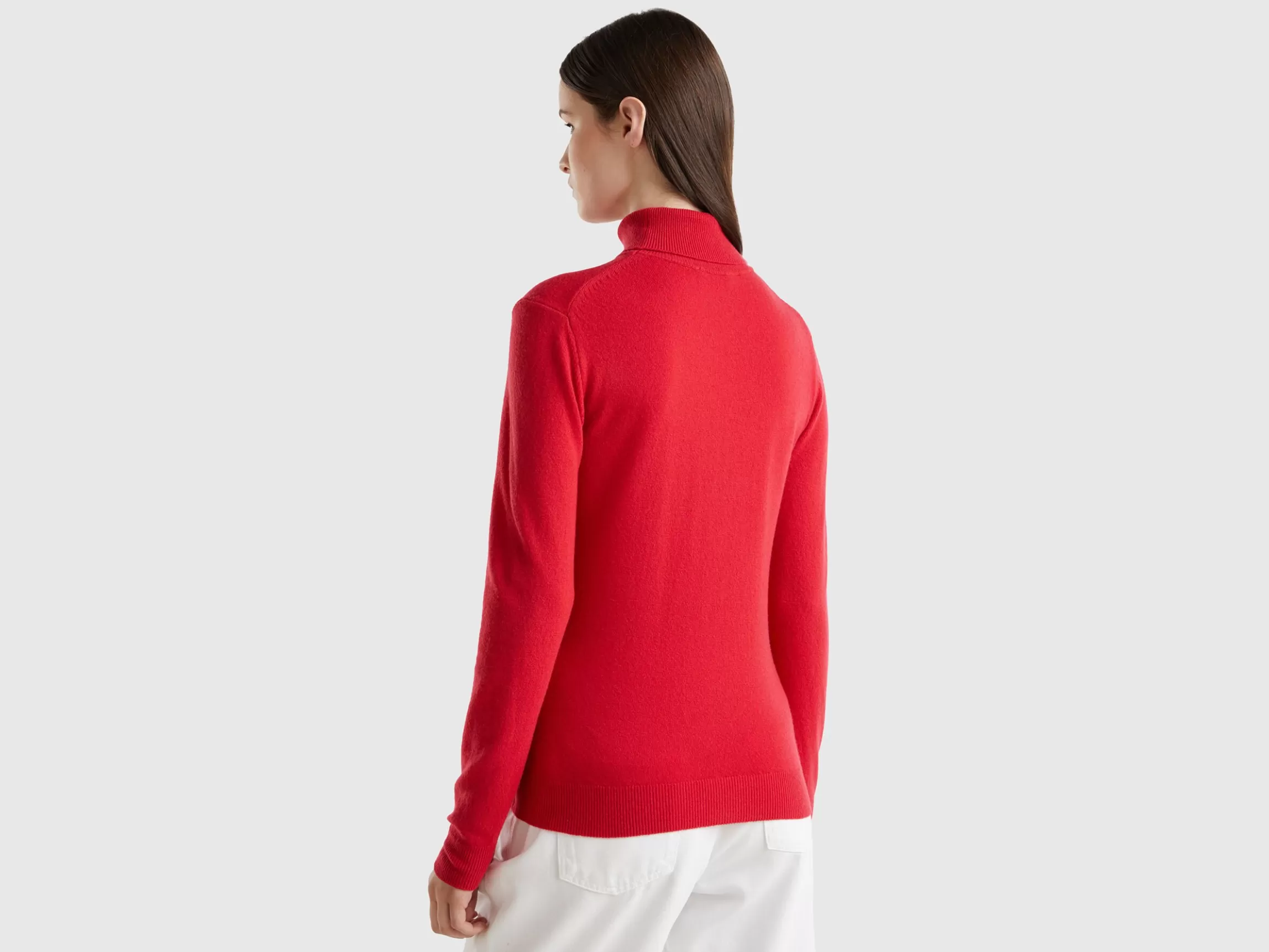 United Colors of Benetton plum turtleneck sweater in pure Merino wool