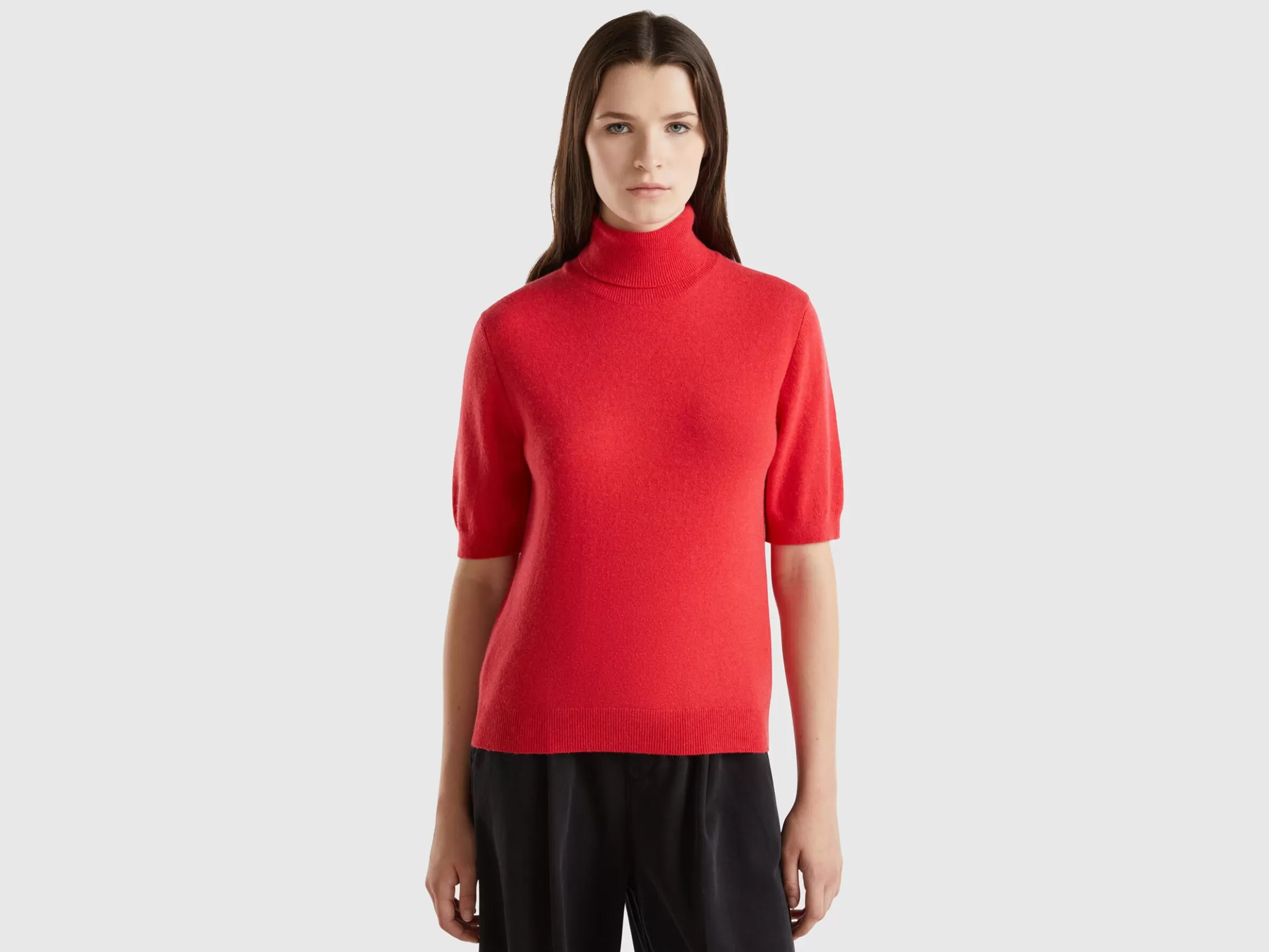 United Colors of Benetton short sleeve turtleneck in cashmere blend