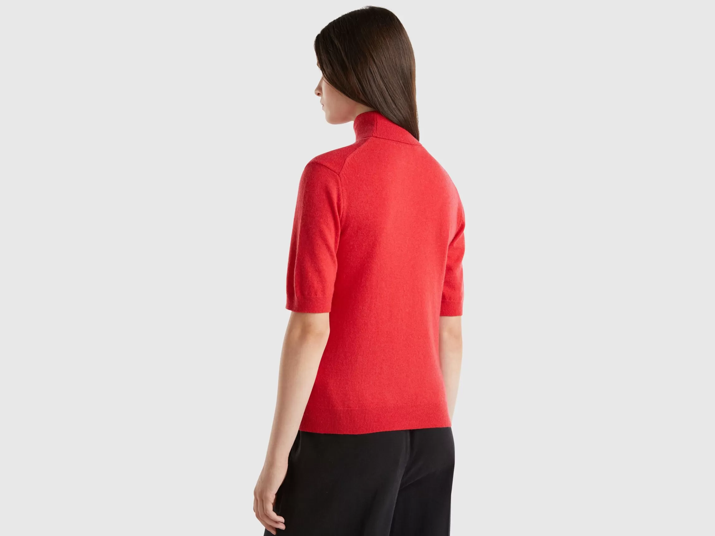 United Colors of Benetton short sleeve turtleneck in cashmere blend