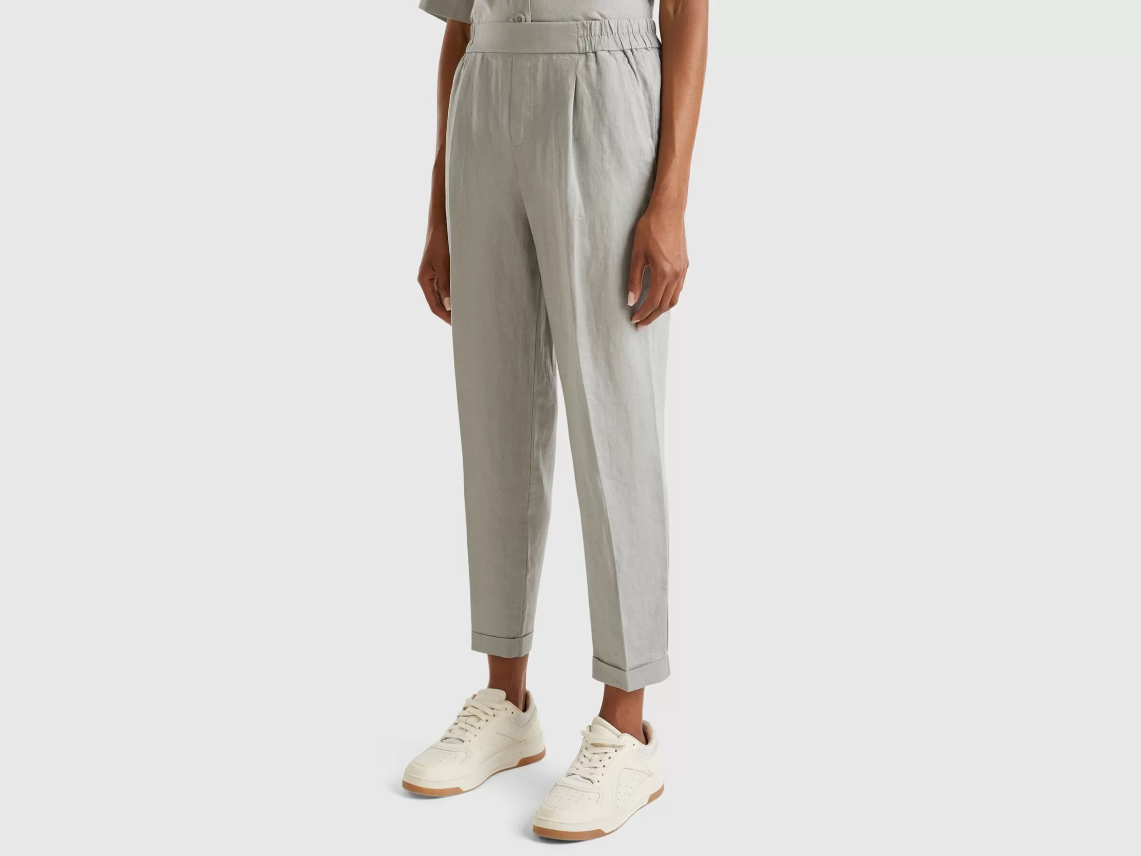 United Colors of Benetton Regular fit pure linen trousers