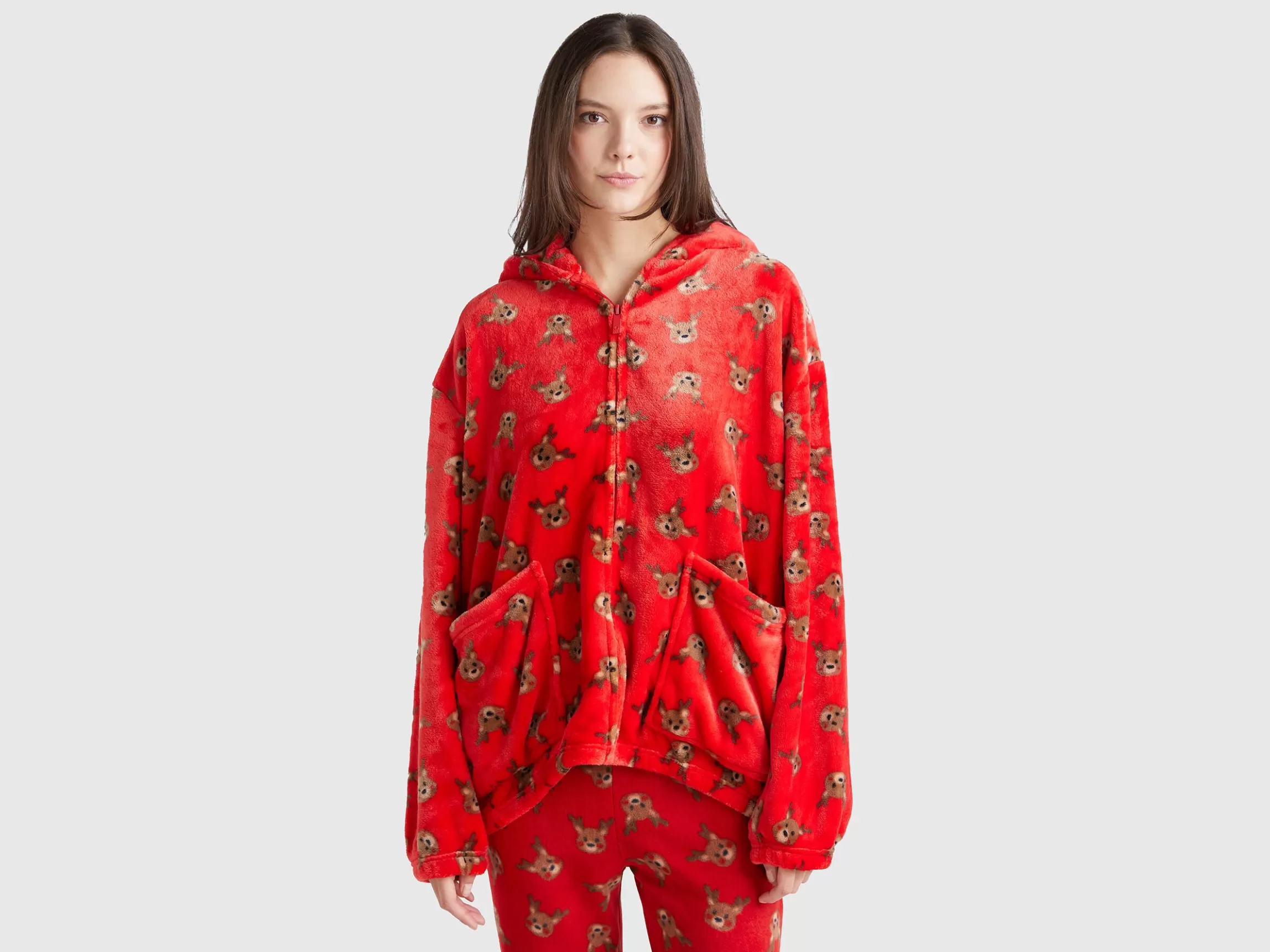 United Colors of Benetton Reindeer dressing gown in faux fur