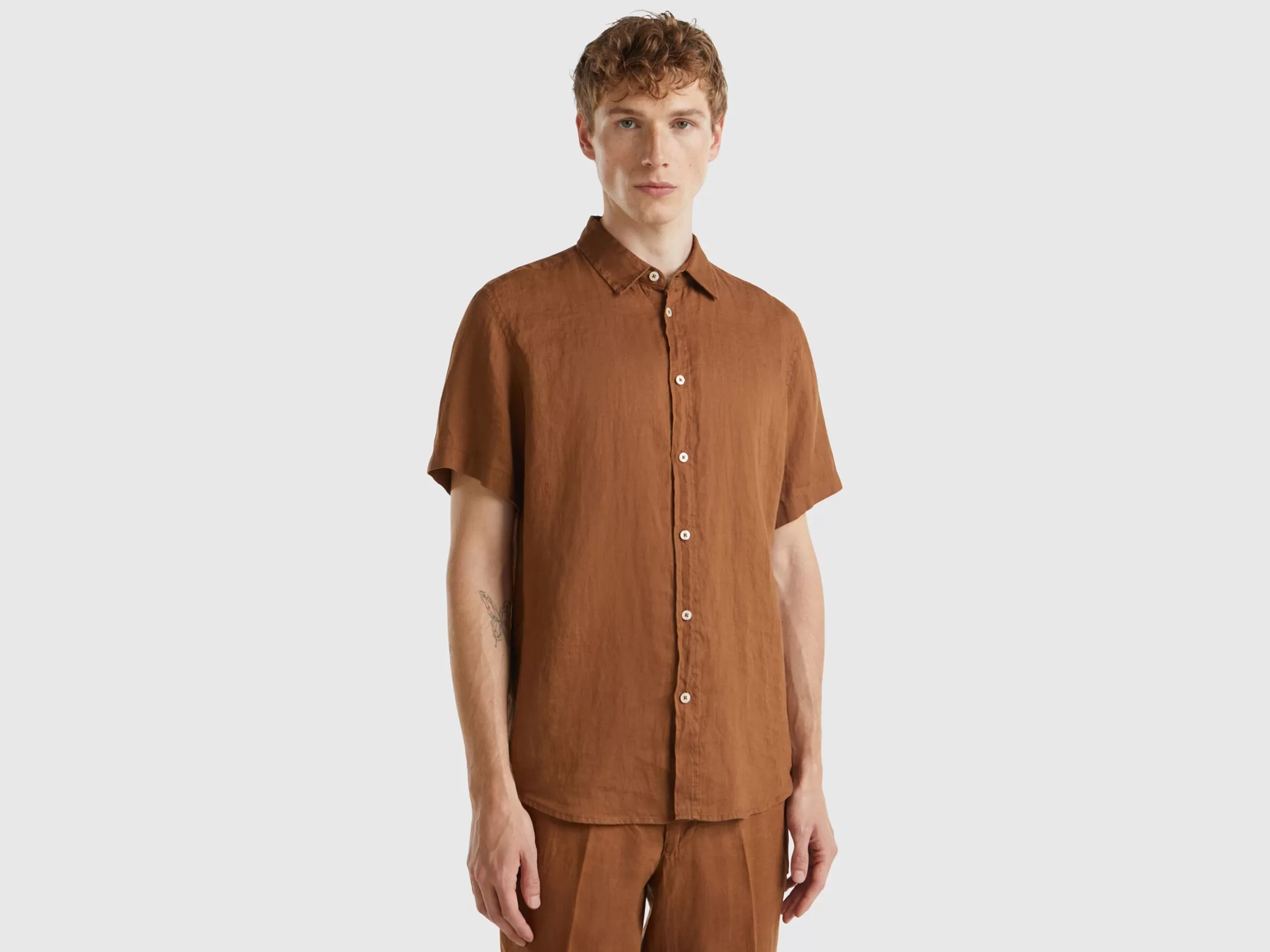 United Colors of Benetton Short sleeve shirt in pure linen