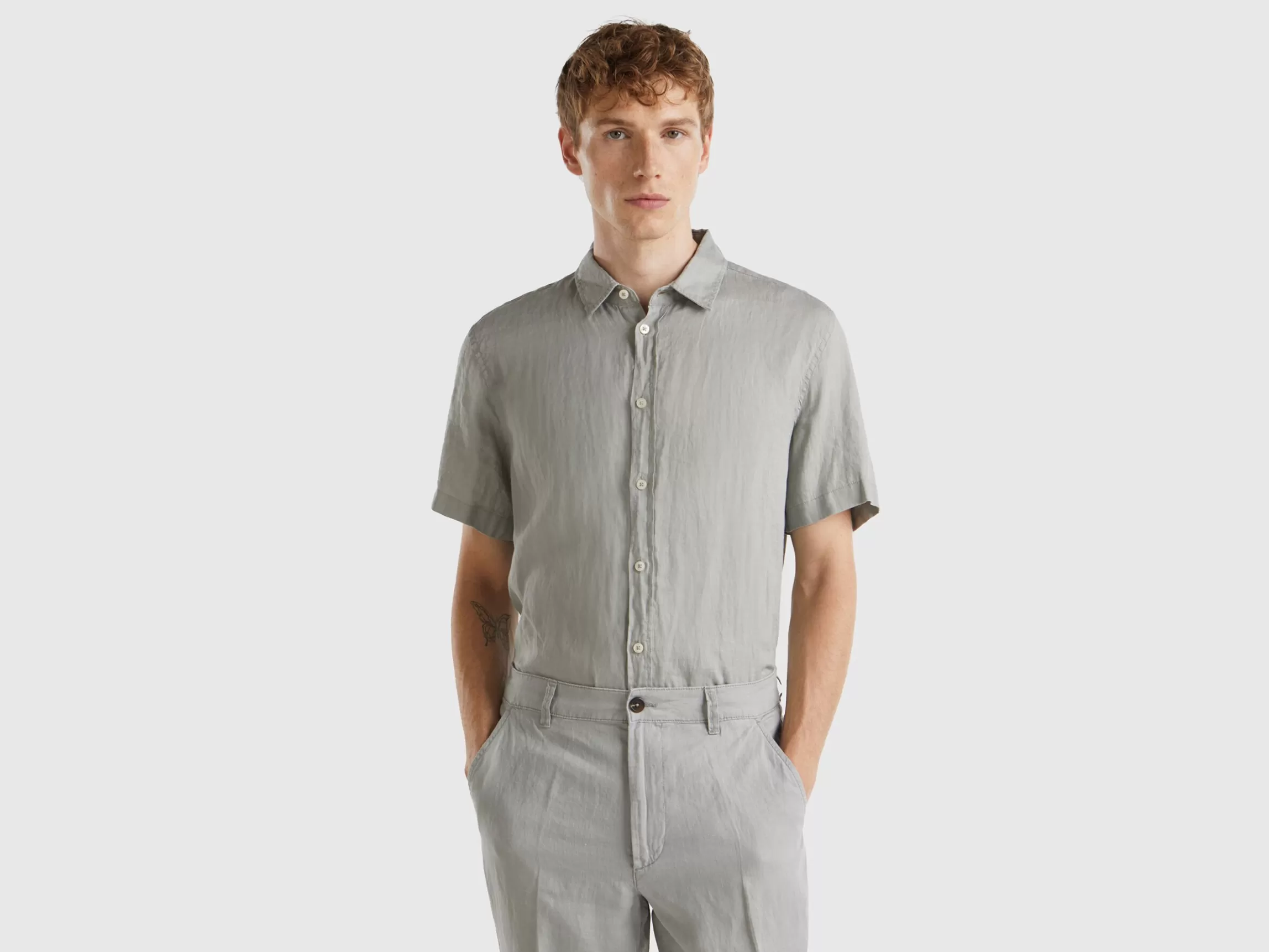 United Colors of Benetton Short sleeve shirt in pure linen