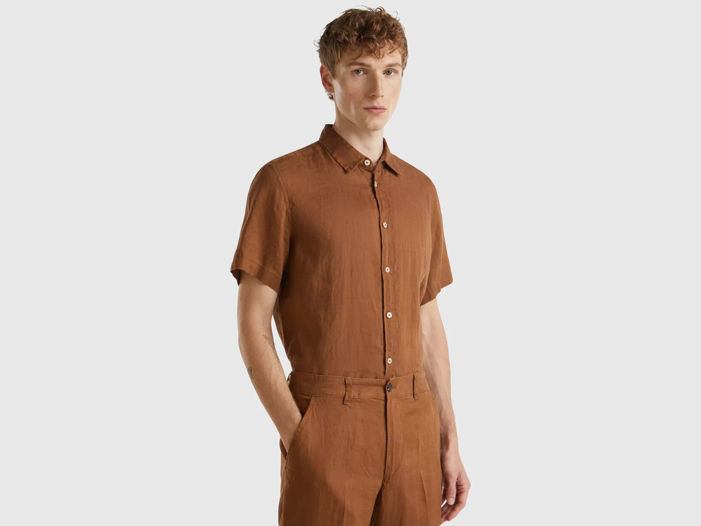 United Colors of Benetton Short sleeve shirt in pure linen