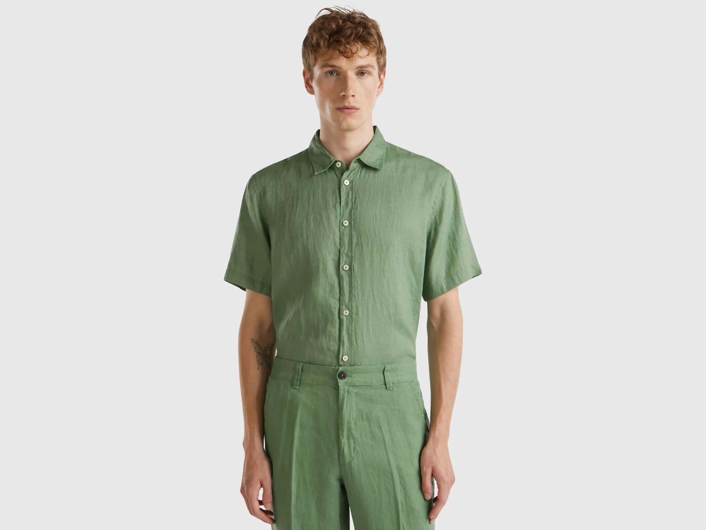 United Colors of Benetton Short sleeve shirt in pure linen