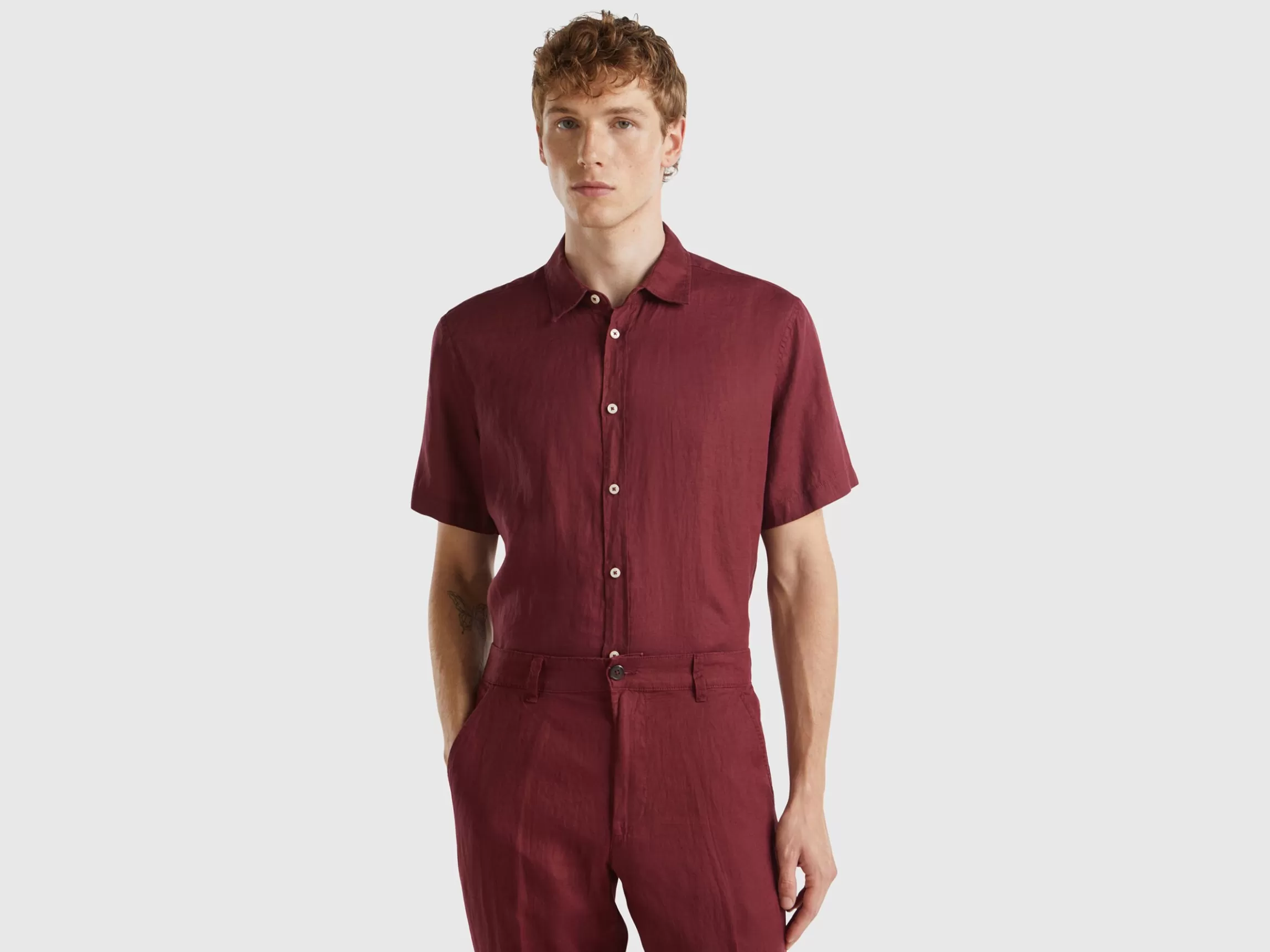 United Colors of Benetton Short sleeve shirt in pure linen